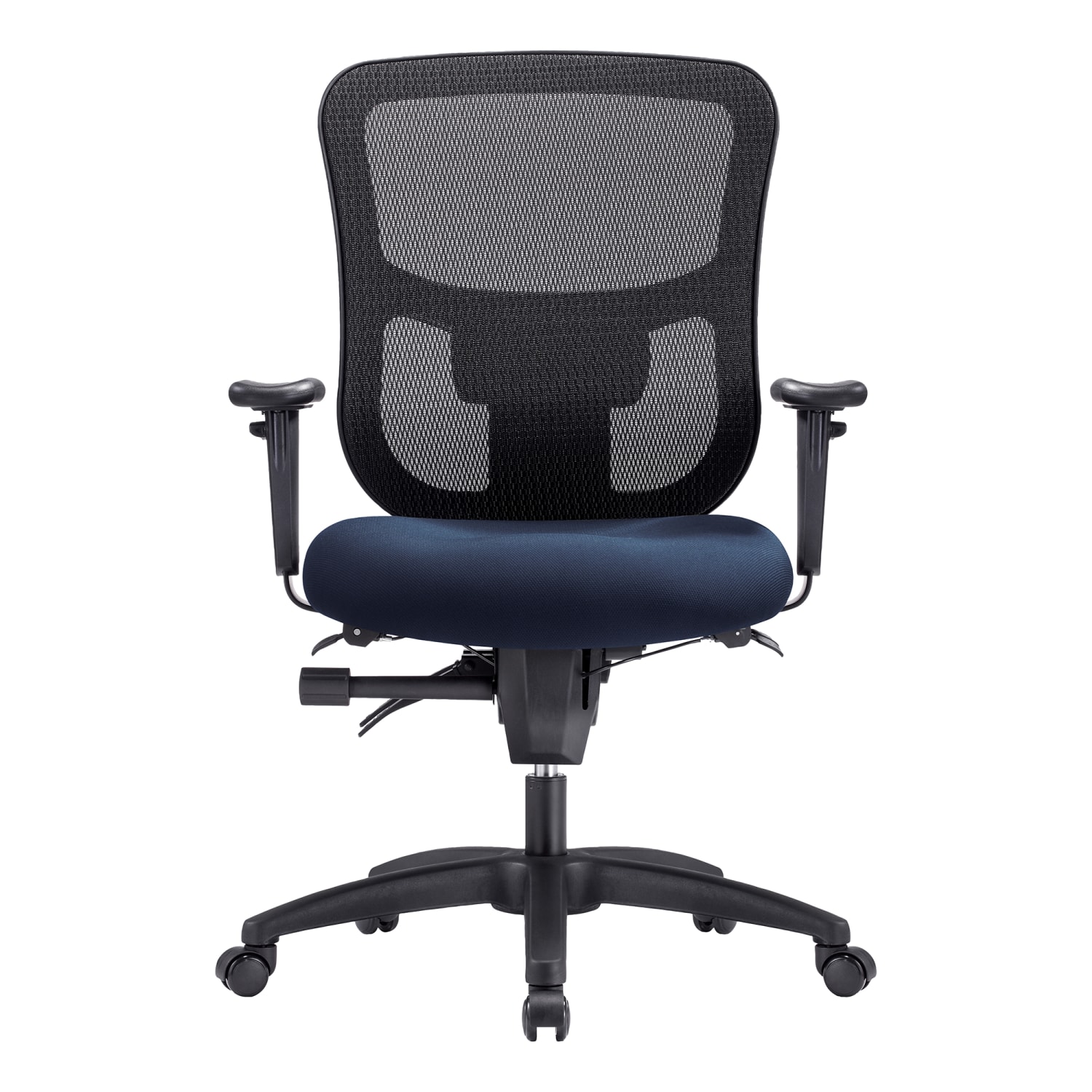 WorkPro 9500XL Series Big  Tall Ergonomic MeshPremium Fabric Mid Back Chair BlackNavy BIFMA Compliant PopularChairscom