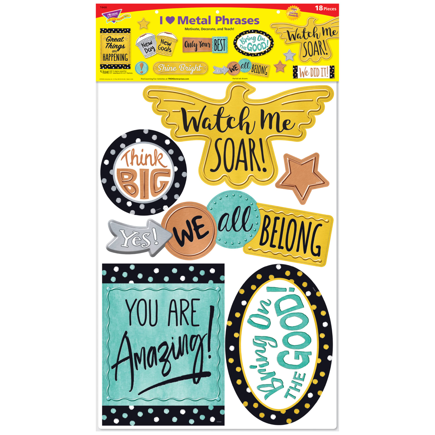 Trend I &hearts; Metal Phrases Bulletin Board Set - Image 4