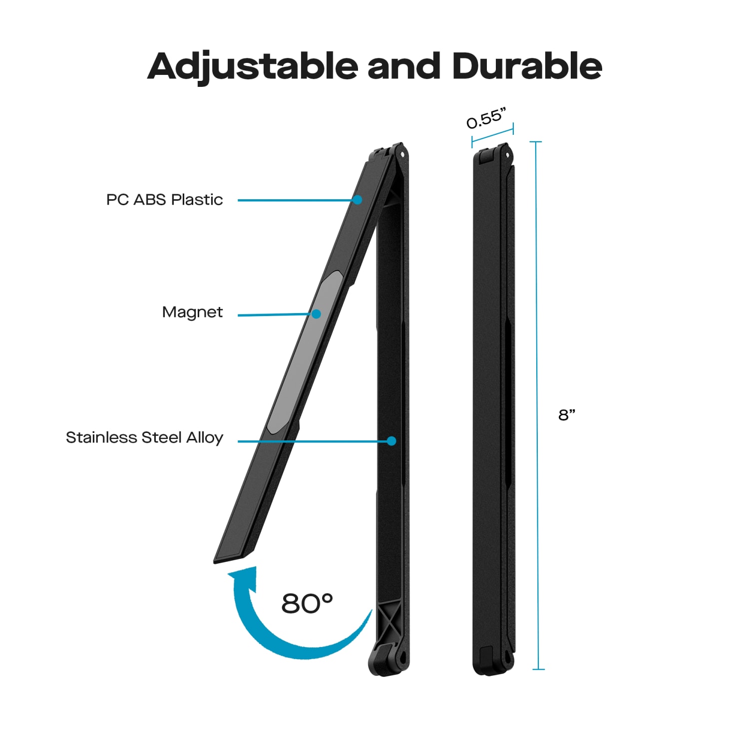 Mobile Pixels Levstand Plastic/Metal Monitor Stand, 8-1/4inH x 2-1/2inW x 1/2inD, Black - Image 3
