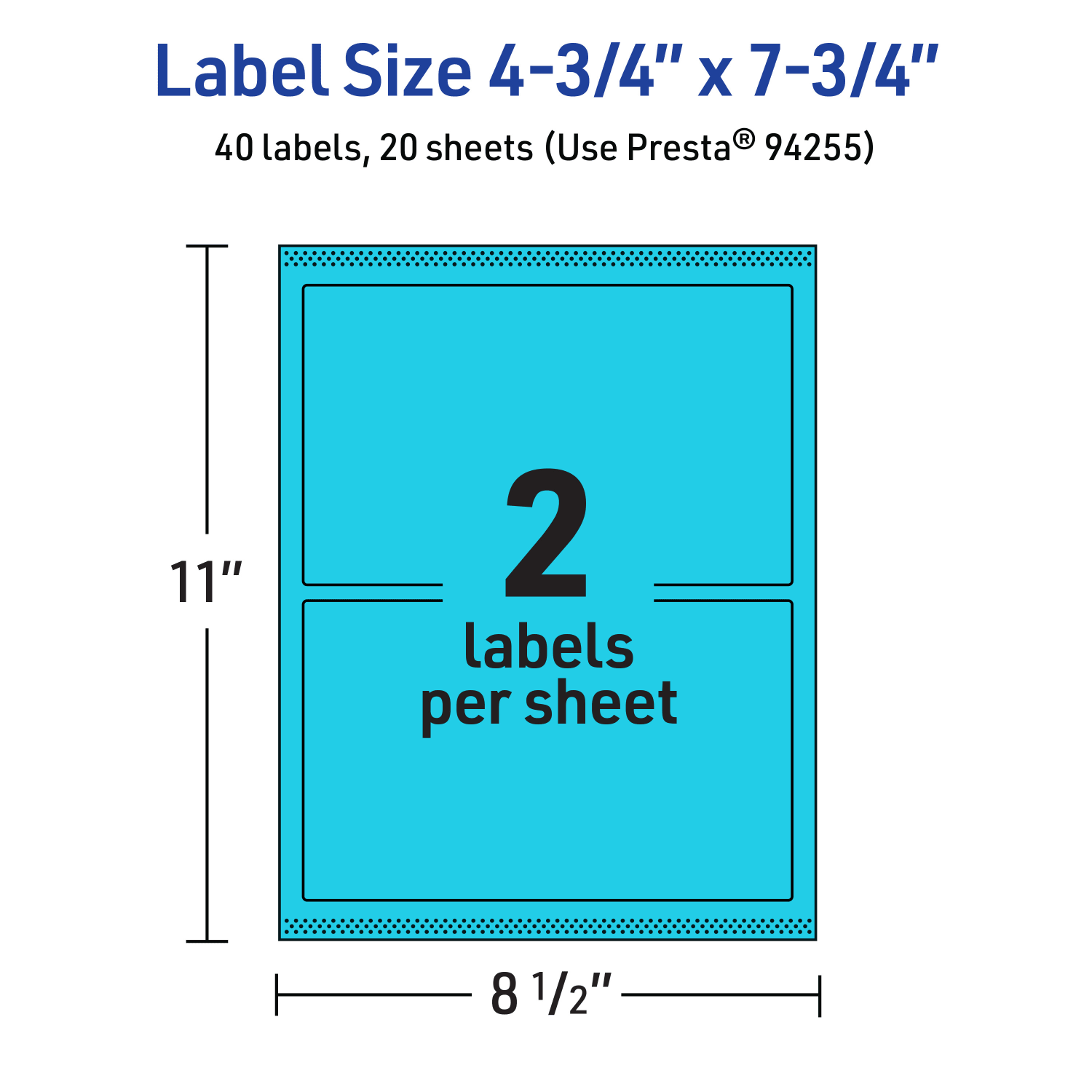 Avery Print-To-The-Edge Labels With Sure Feed Technology And Easy Peel, 94255-BBP20, Rectangle, 4-3/4in x 7-3/4in, Matte Bright Blue, Pack of 40 - Image 6