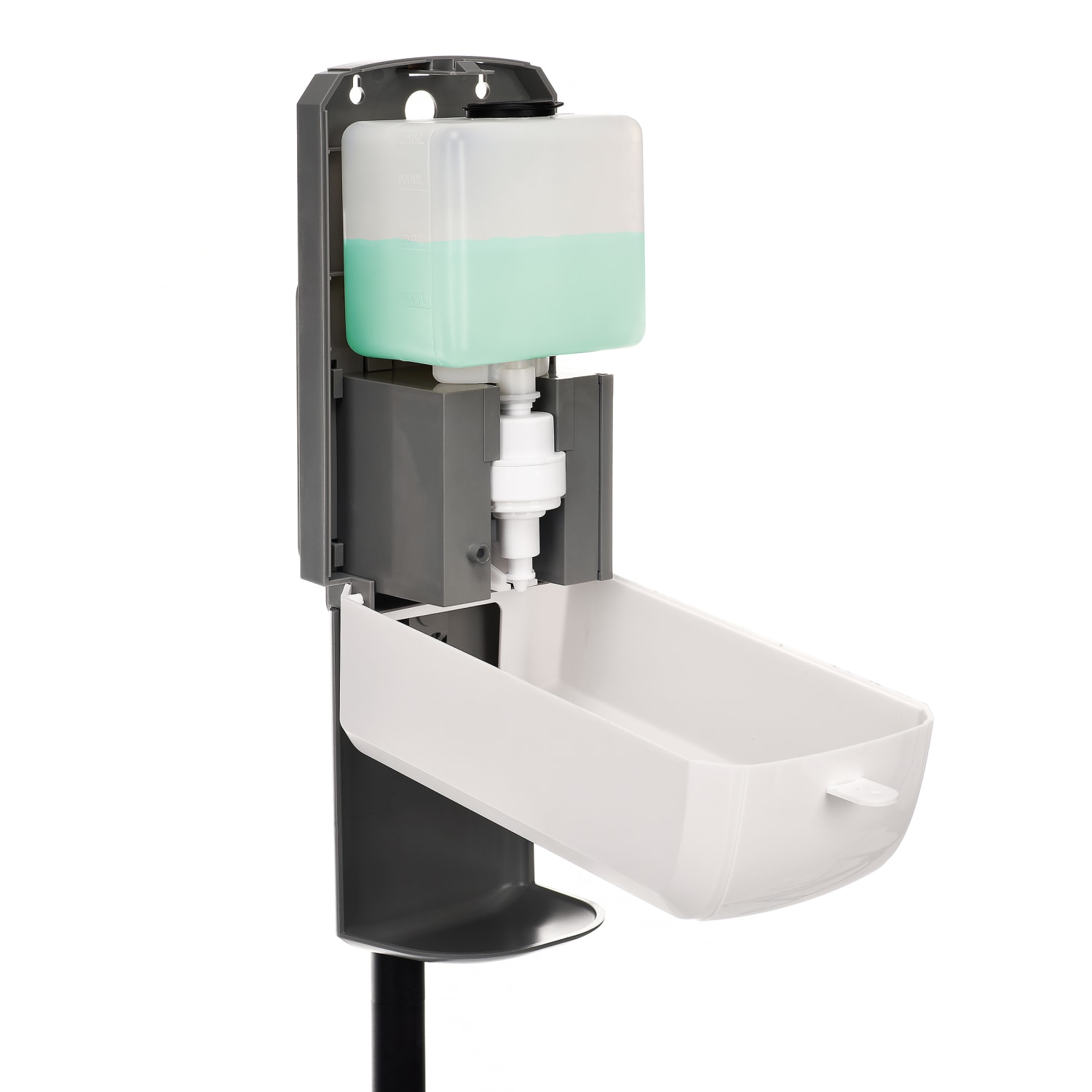 Alpine Industries 1200 mL Wall Mount Automatic Gel Hand Sanitizer Soap Dispensers With Floor Stands, White, Pack Of 2 Dispensers - Image 6