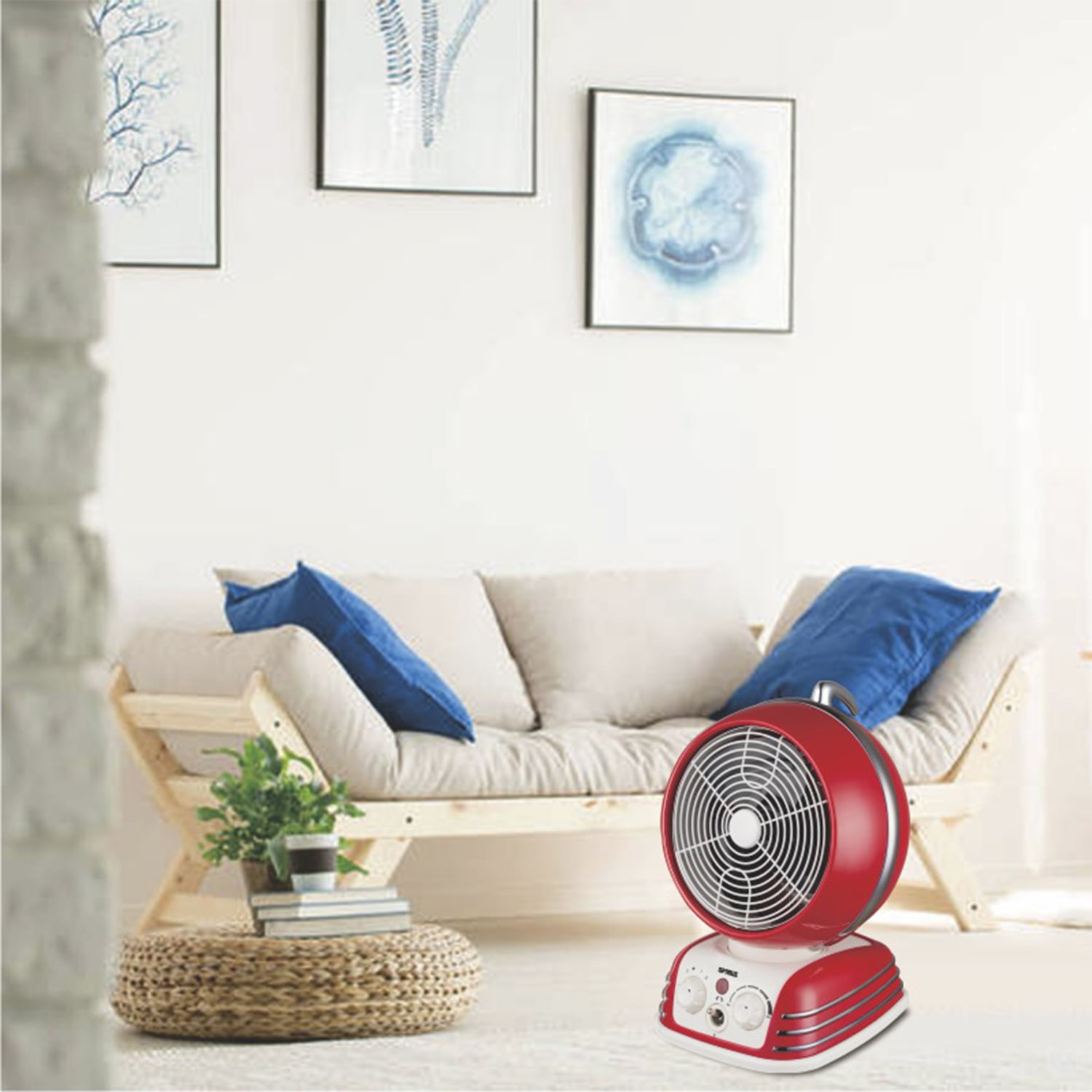 Optimus Retro Design 1500-Watt Oscillating Fan Heater, 11in x 9in, Red - Image 6