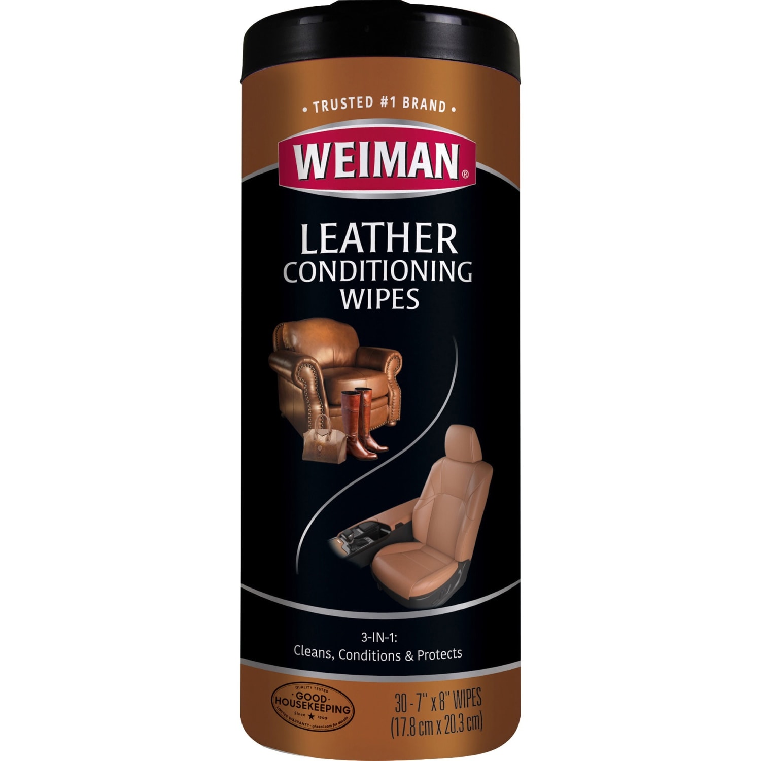 Weiman Products Leather Wipes - For Multipurpose - 8in Length x 7in Width - Pre-moistened, UV Protection - White - 30/Tub - 4 / Carton - Image 3