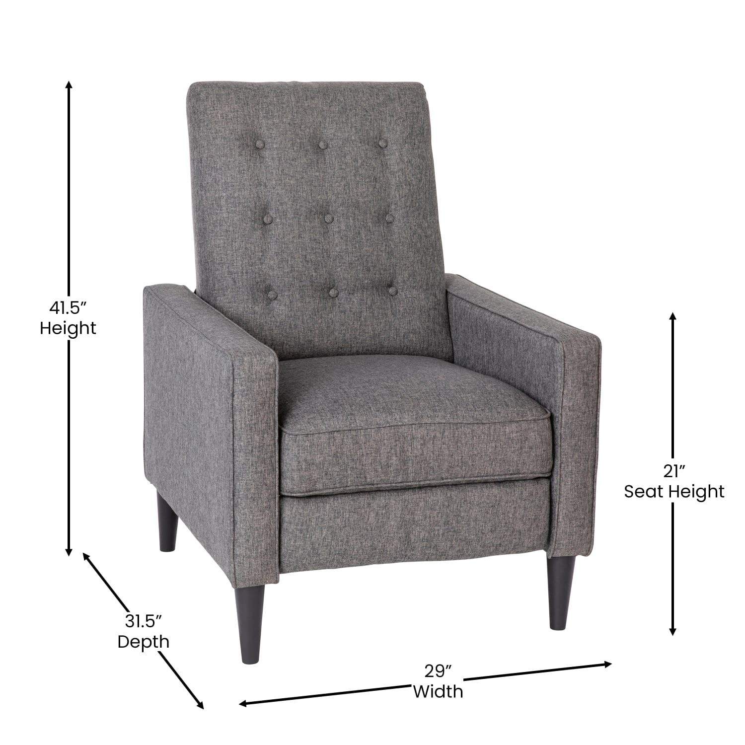 Flash Furniture Ezra Upholstered Button-Tufted Push-Back Recliner, Gray - Image 6