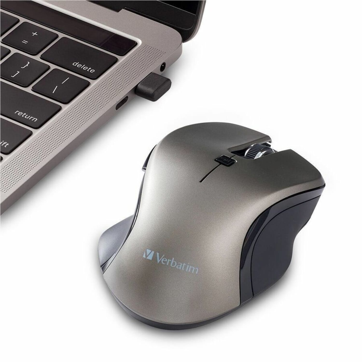 Verbatim USB-C Wireless Blue LED Mouse - Graphite - Blue LED/Optical - Wireless - Radio Frequency - 2.40 GHz - Graphite - USB Type C - 1600 dpi - 6 Button(s) - 1 Each - Image 6
