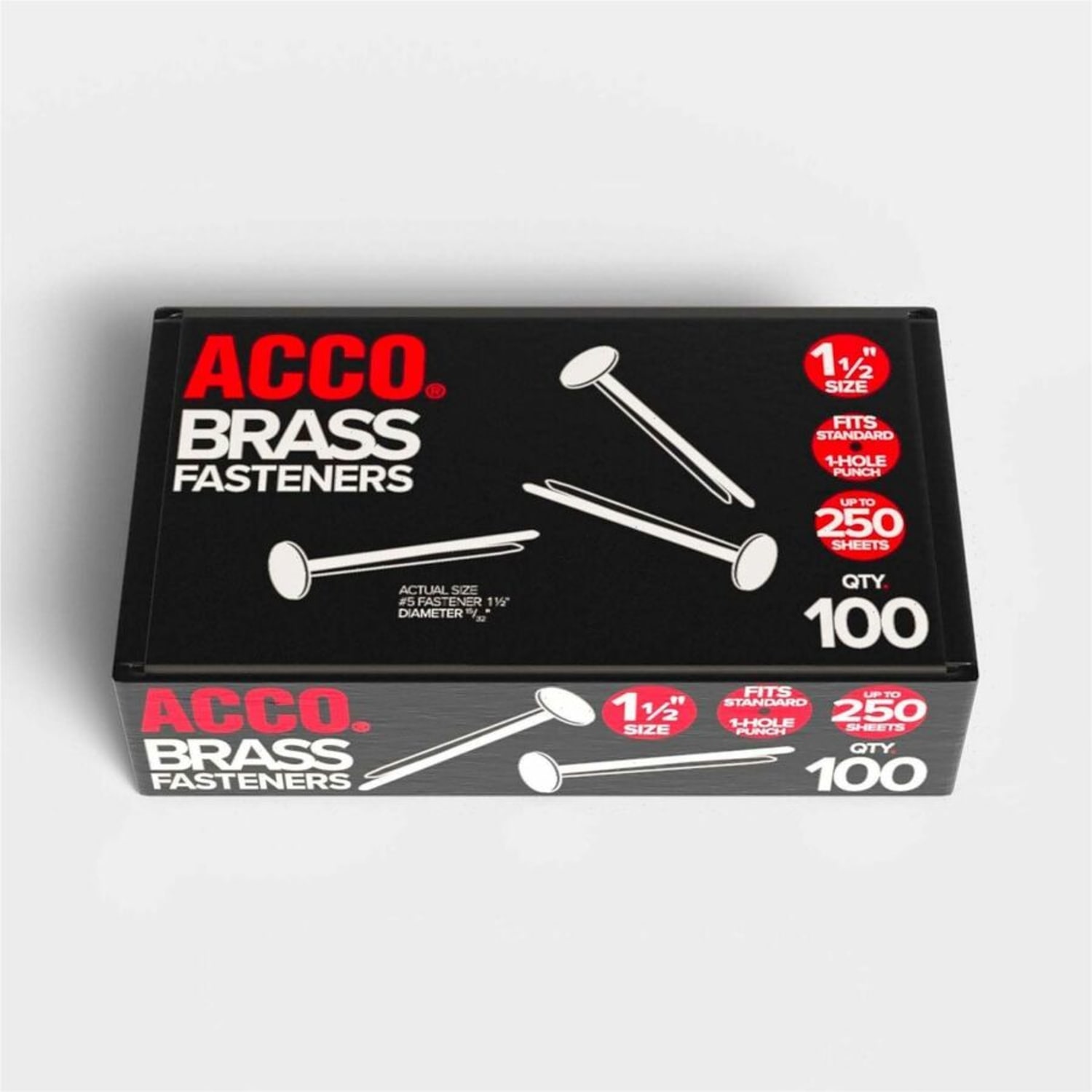 ACCO Round-Head Solid Brass Fasteners, No. 6R, 1 1/2in, Box Of 100 - Image 6
