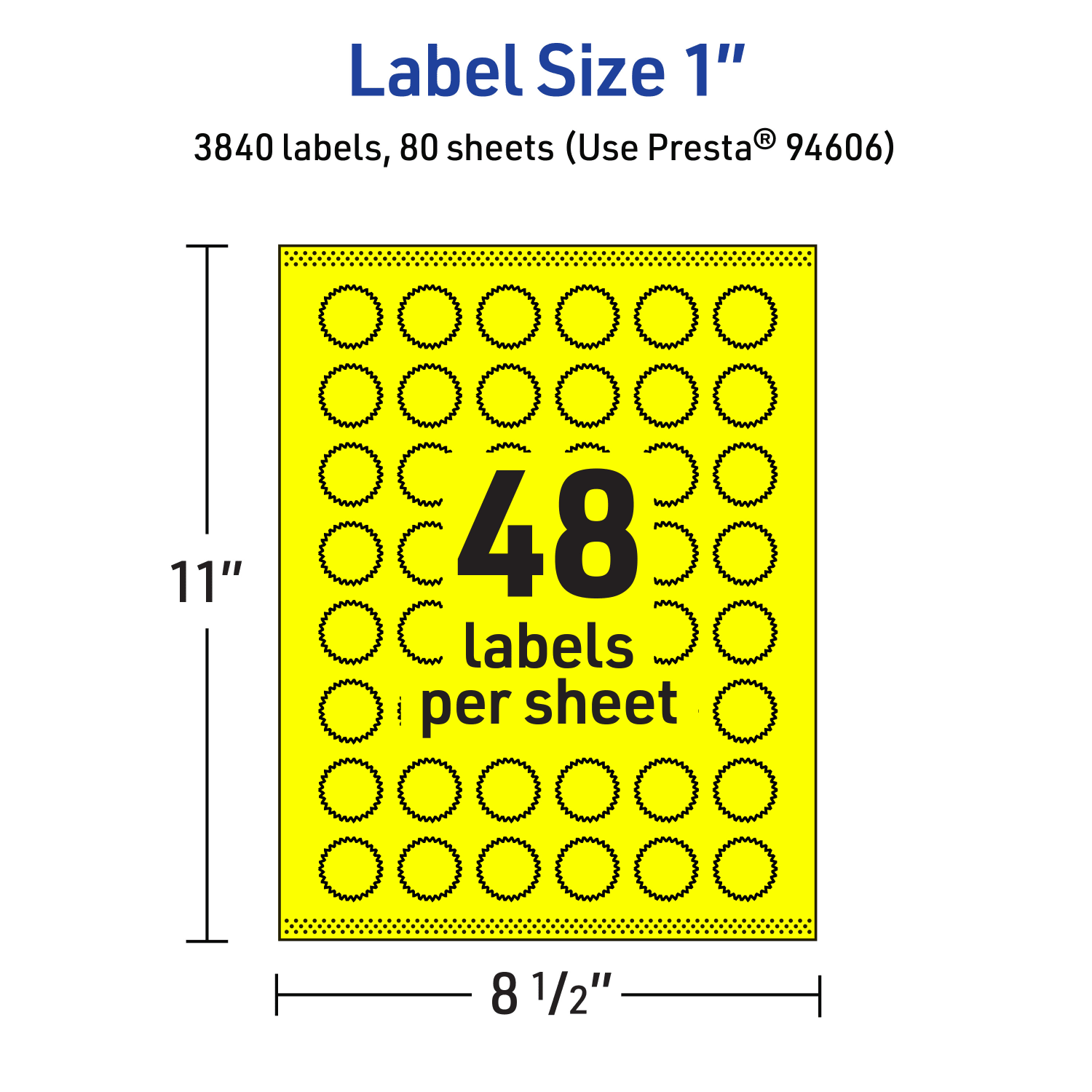 Avery Print-To-The-Edge Labels With Sure Feed Technology, 94606-NYP80, Starburst, 1in, Matte Neon Yellow, Pack of 3840 - Image 6