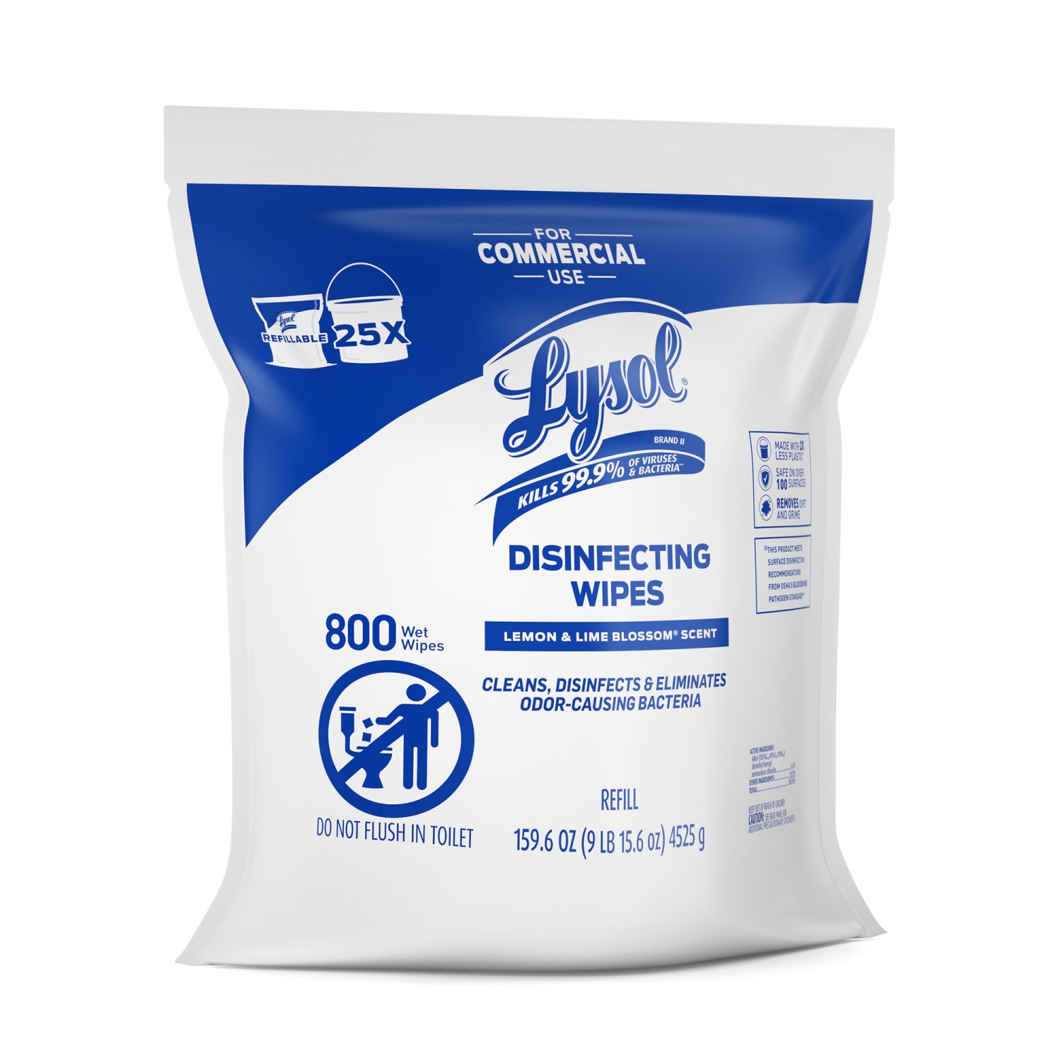 Lysol Professional Disinfecting Wipe Refills, Lemon And Lime Blossom, 6in x 8in, White, 800 Sheets Per Bucket, Set Of 2 Refills - Image 5
