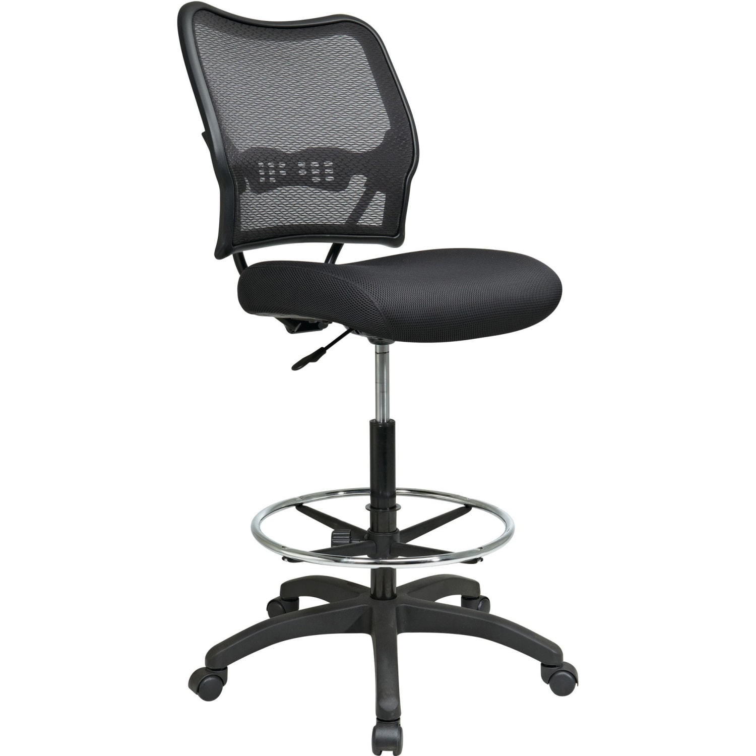Office Star Deluxe AirGrid Back Drafting Chair with Mesh Seat and Adjustable Footring and Nylon Base