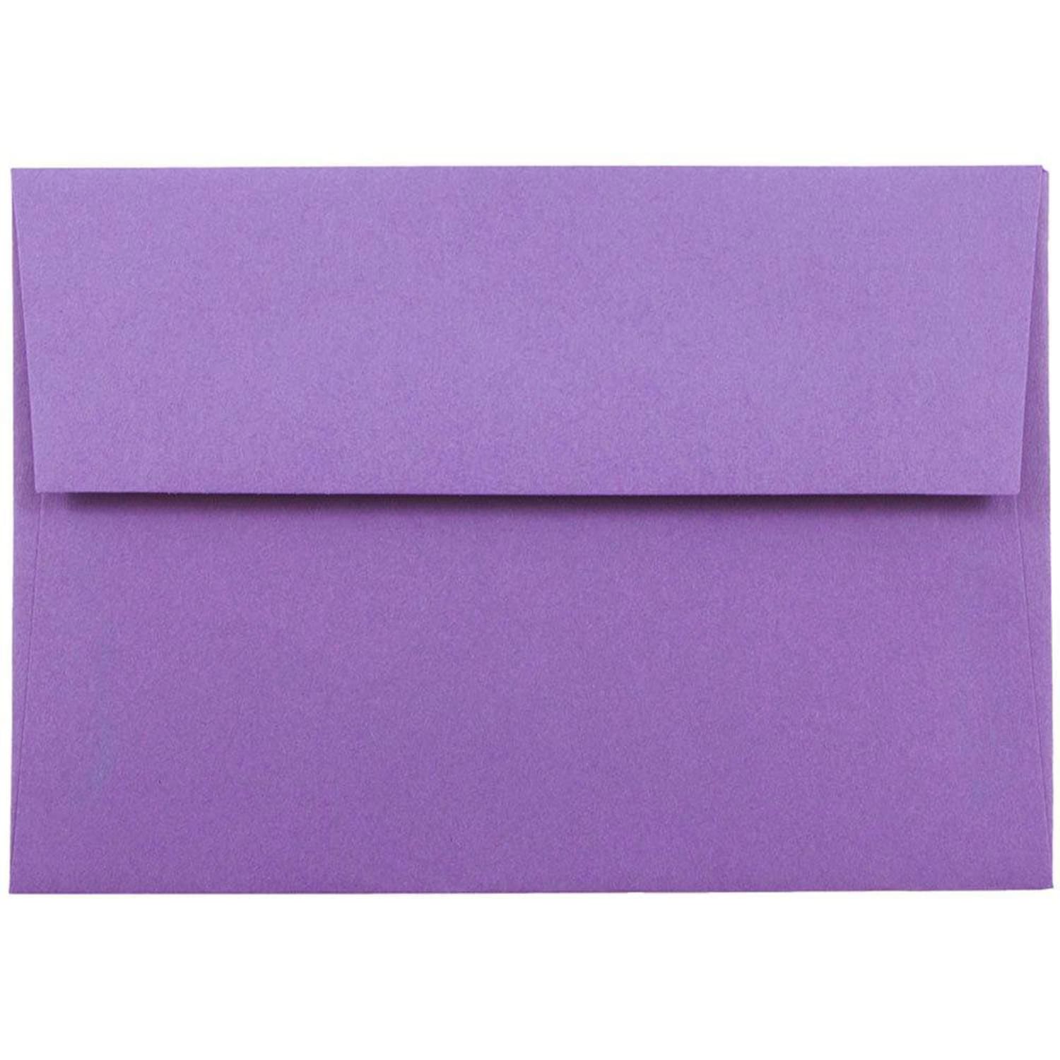 JAM Paper Stationery Set, 5 1/4in x 7 1/4in, 30% Recycled, Set Of 25 White Cards And 25 Violet Purple Envelopes - Image 3