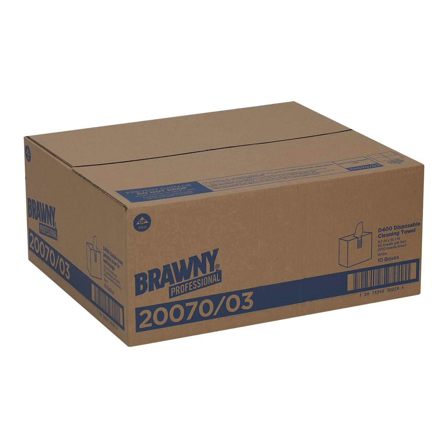 Brawny Industrial Medium-Duty Premium Wipes, 9 1/4in x 16 3/8in, White, Box Of 90 - Image 3