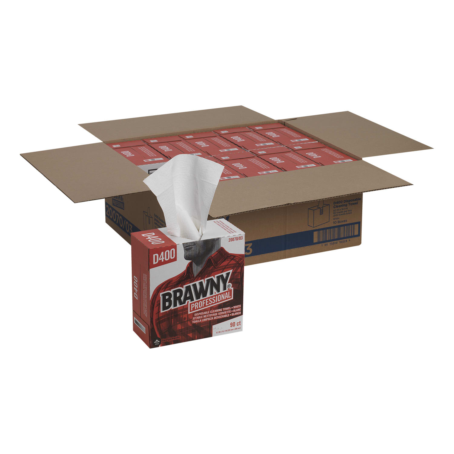 Brawny Industrial Medium-Duty Premium Wipes, 9 1/4in x 16 3/8in, White, Box Of 90 - Image 4