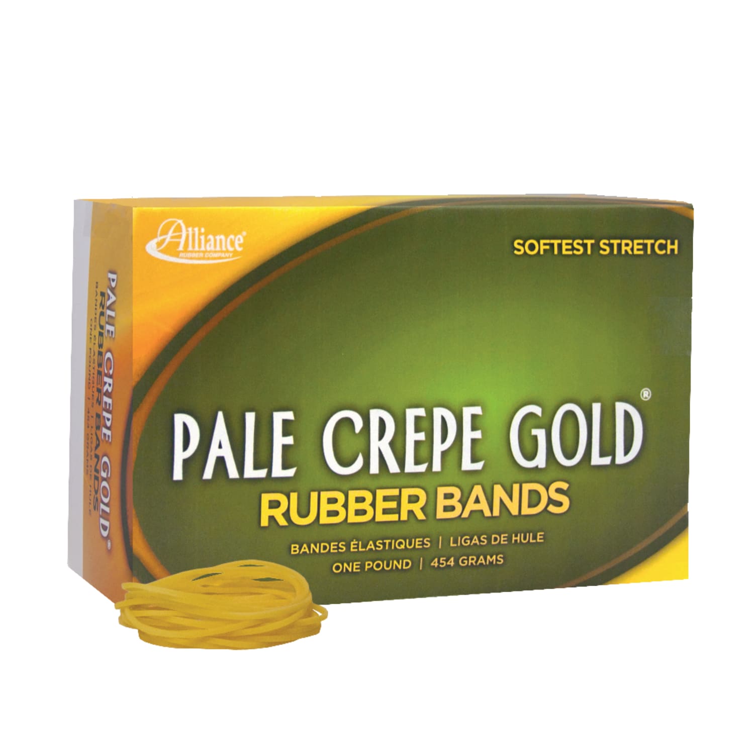 Alliance Rubber Pale Crepe Gold Rubber Bands, #16, 2 1/2in x 1/16in, 1 Lb, Box Of 2,675