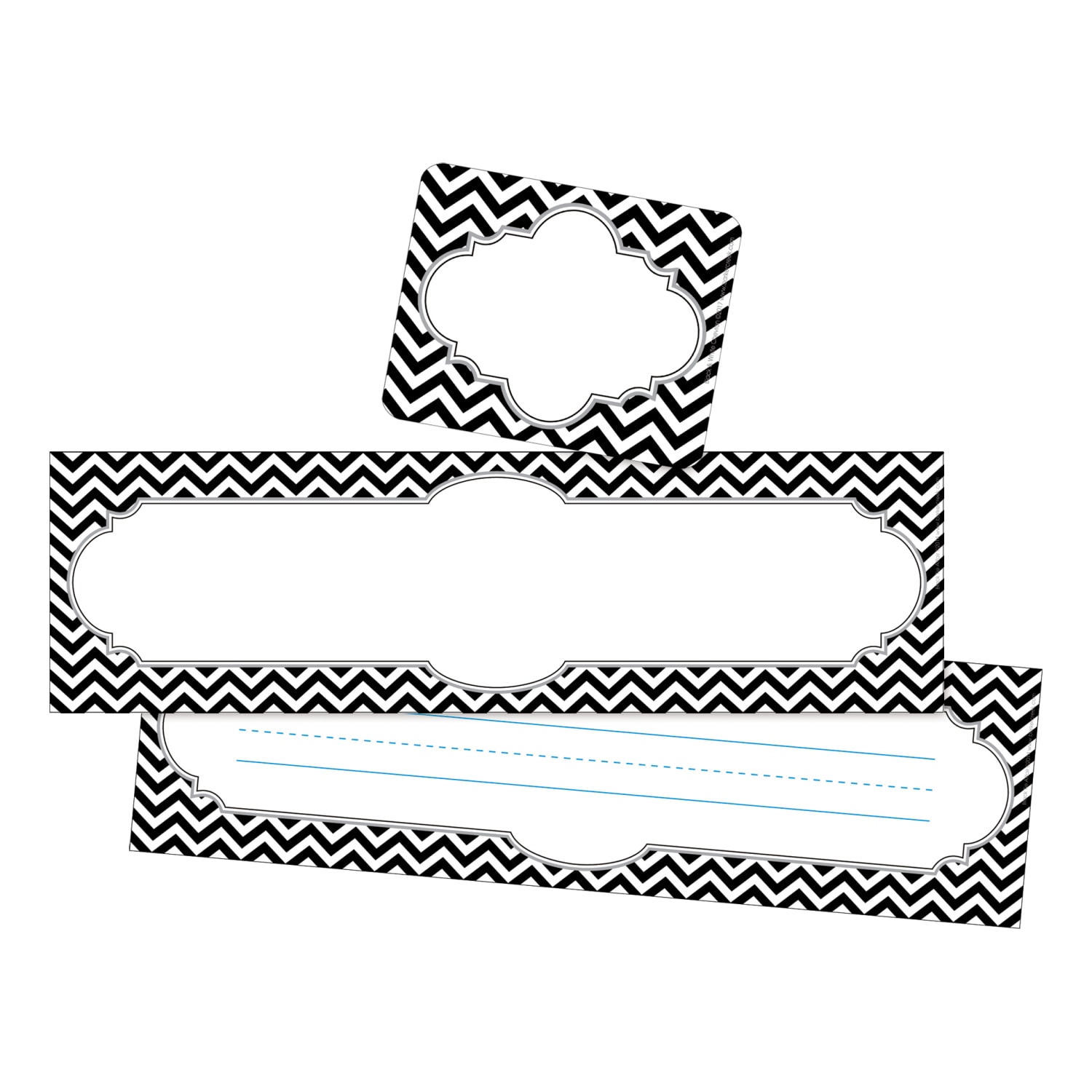 Barker Creek Name Tag & Name Plate Set, Chevron Black Tie Affair