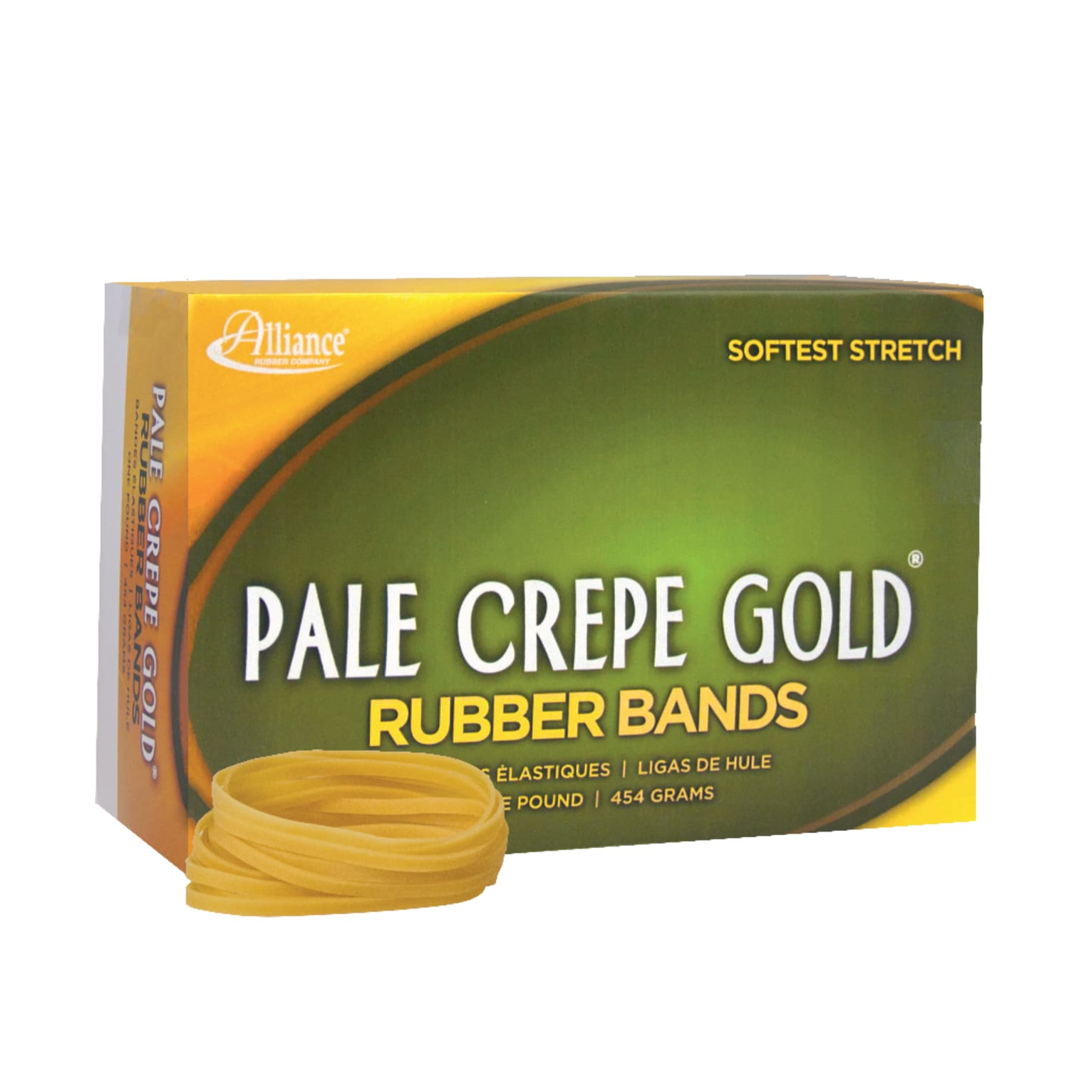 Alliance Rubber Pale Crepe Gold Rubber Bands, #32, 3in x 1/8in, 1 Lb, Box Of 1,100
