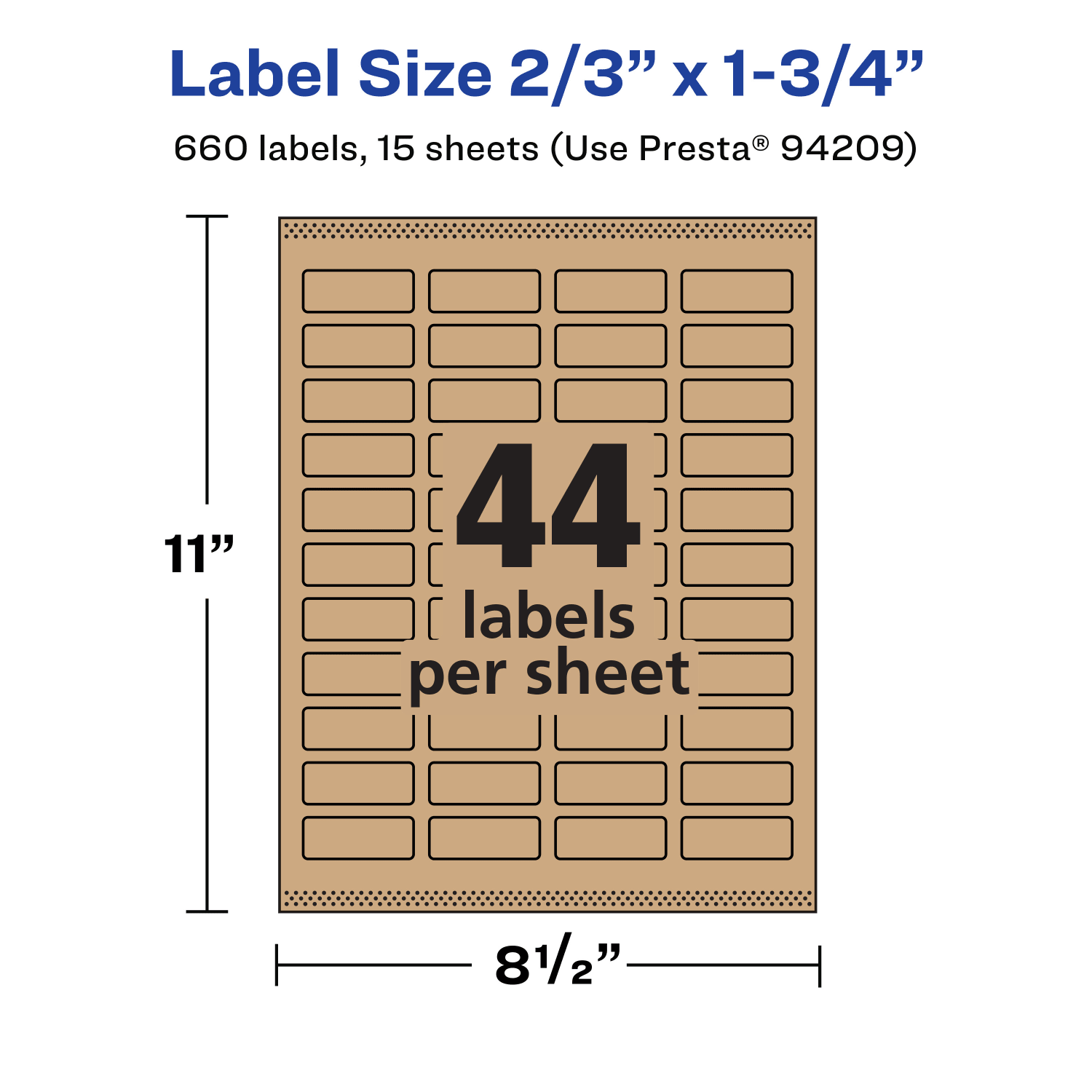 Avery Kraft Permanent Labels With Sure Feed, 94209-KMP15, Rectangle, 2/3in x 1-3/4in, Brown, Pack Of 660 - Image 6