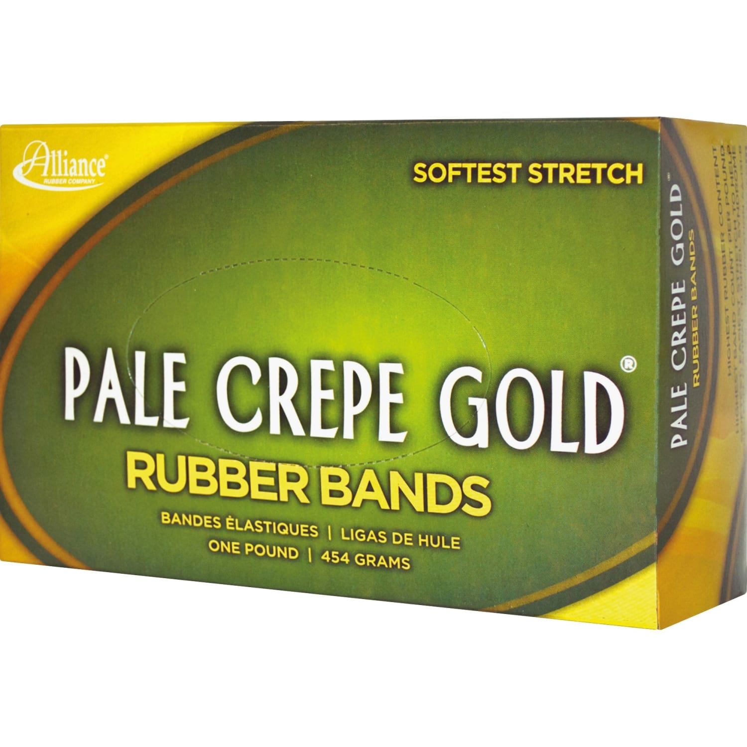 Alliance Rubber Pale Crepe Gold Rubber Bands, #64, 3 1/2in x 1/4in, 1 Lb, Box Of 490