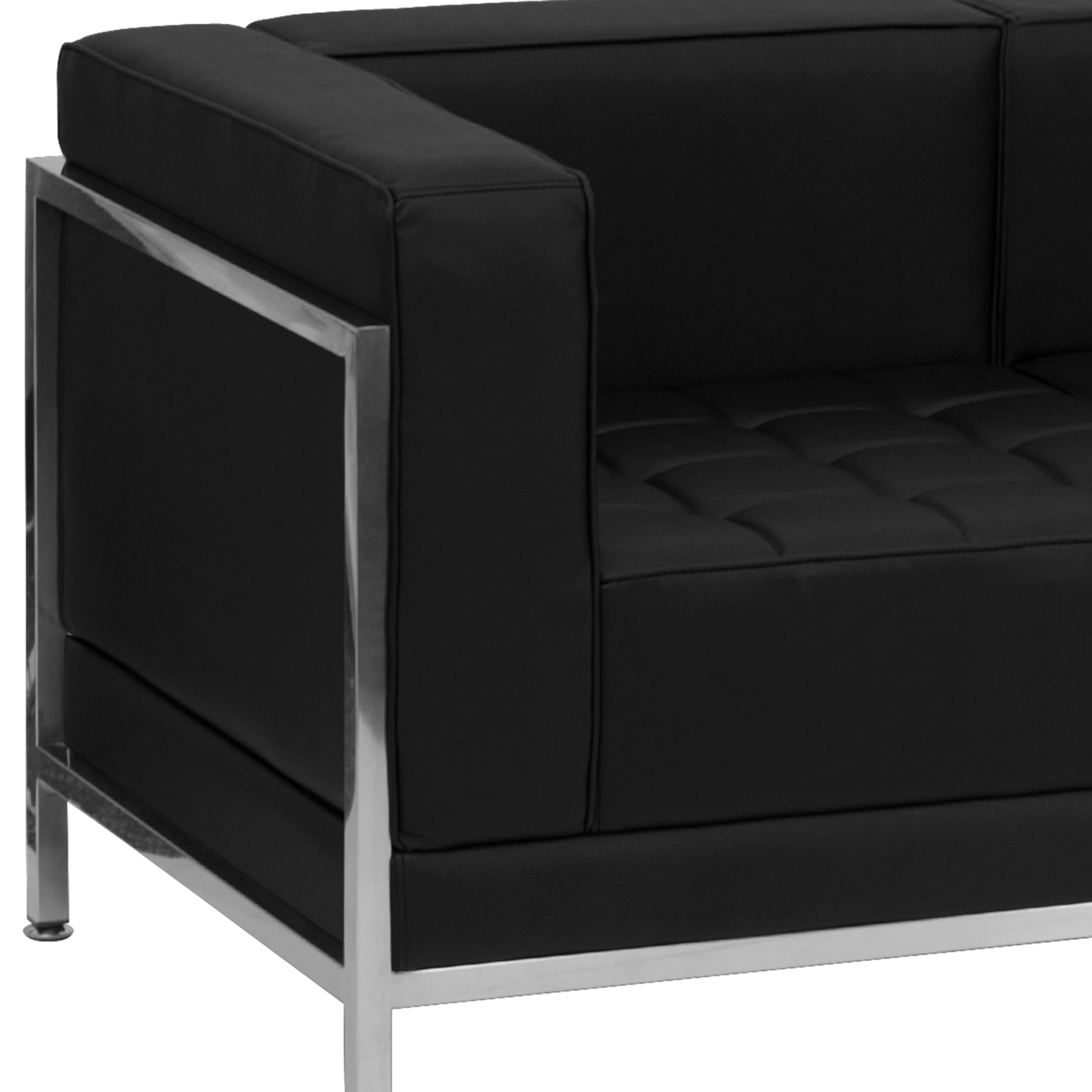 Flash Furniture HERCULES Imagination Series Contemporary LeatherSoft Modular Loveseat with Quilted Tufted Seat and Encasing Frame, Black - Image 6
