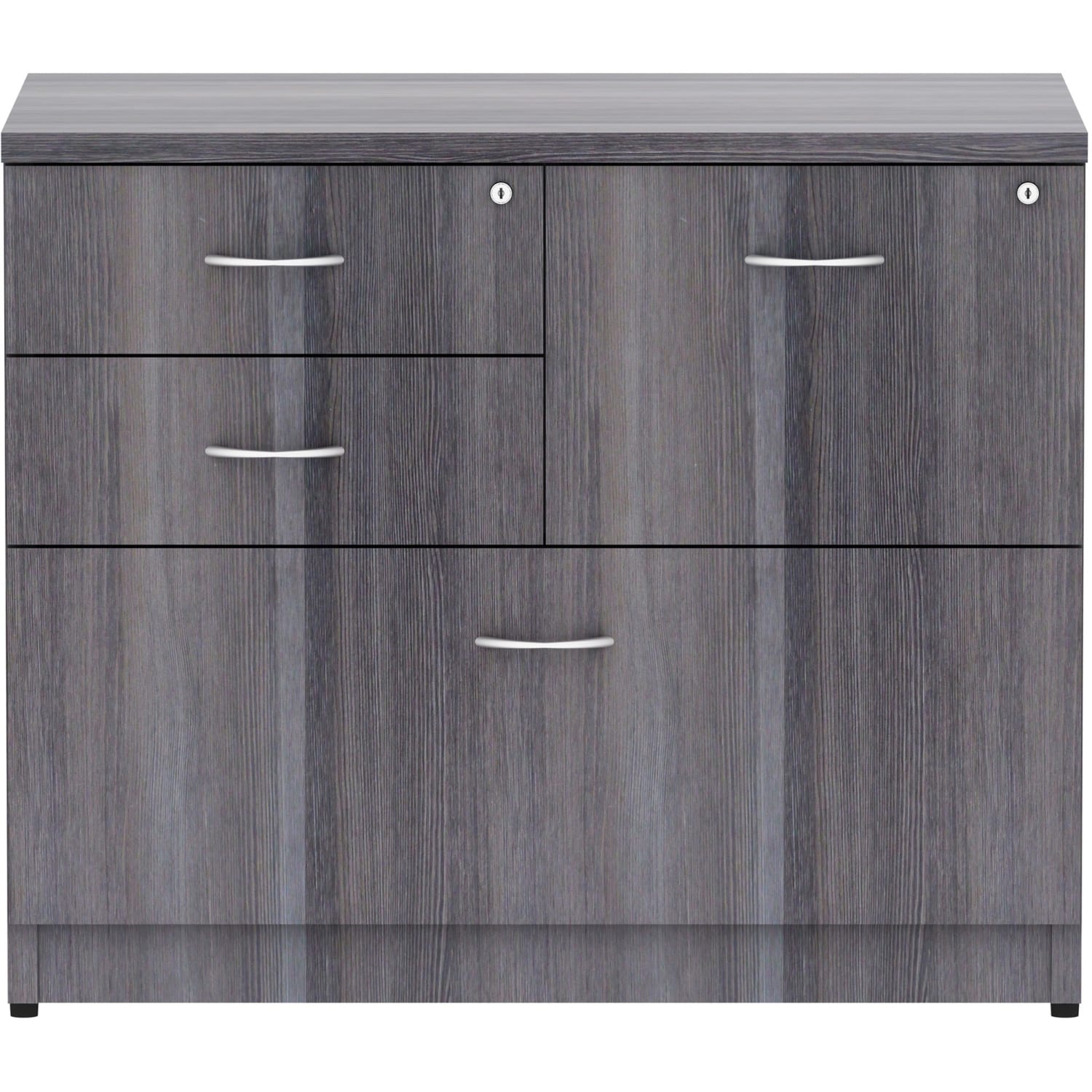 Lorell 2-Box/1-File 35-1/2inW x 22inD Lateral 4-Drawer File Cabinet, Weathered Charcoal - Image 3