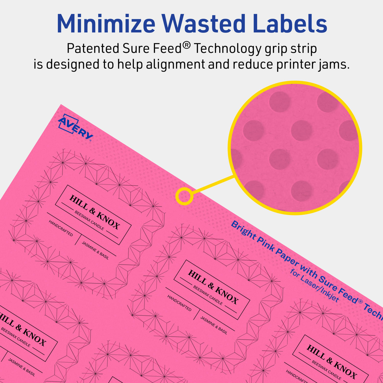 Avery Print-To-The-Edge Labels With Sure Feed Technology, 94124-BPP20, Arched Square, 2in x 2-3/16in, Matte Bright Pink, Pack of 240 - Image 5