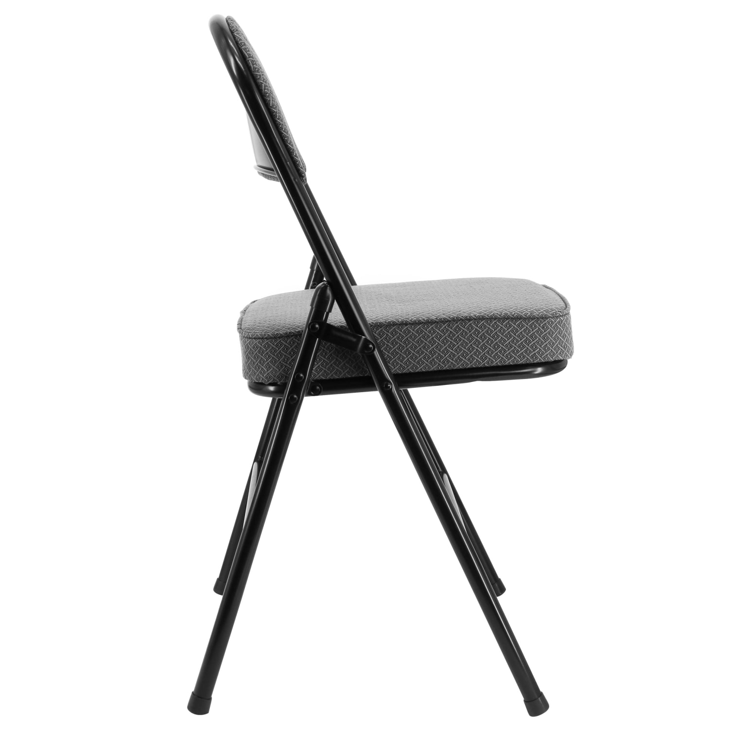 Elama Metal Folding Chairs With Padded Seats GrayBlack Set Of 4 Chairs PopularChairscom