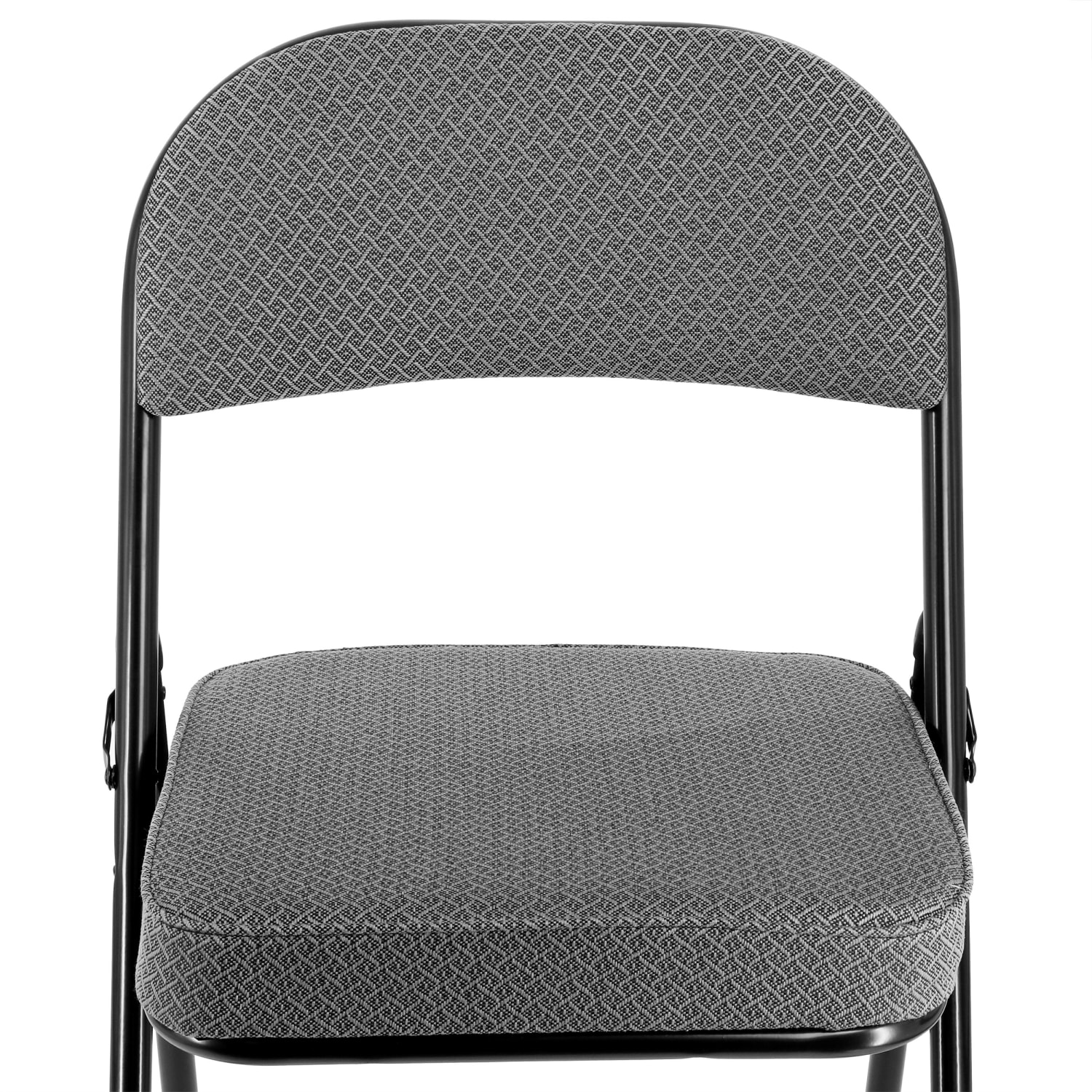Elama Metal Folding Chairs With Padded Seats GrayBlack Set Of 4 Chairs PopularChairscom