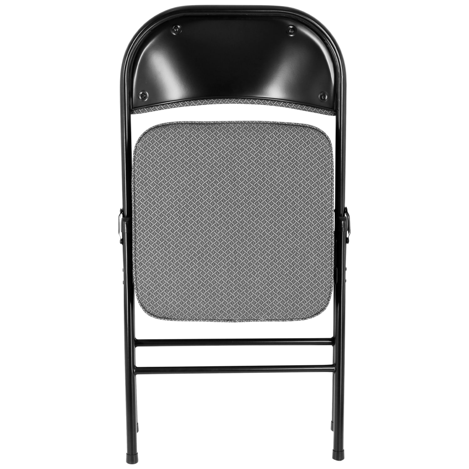 Elama Metal Folding Chairs With Padded Seats GrayBlack Set Of 4 Chairs PopularChairscom