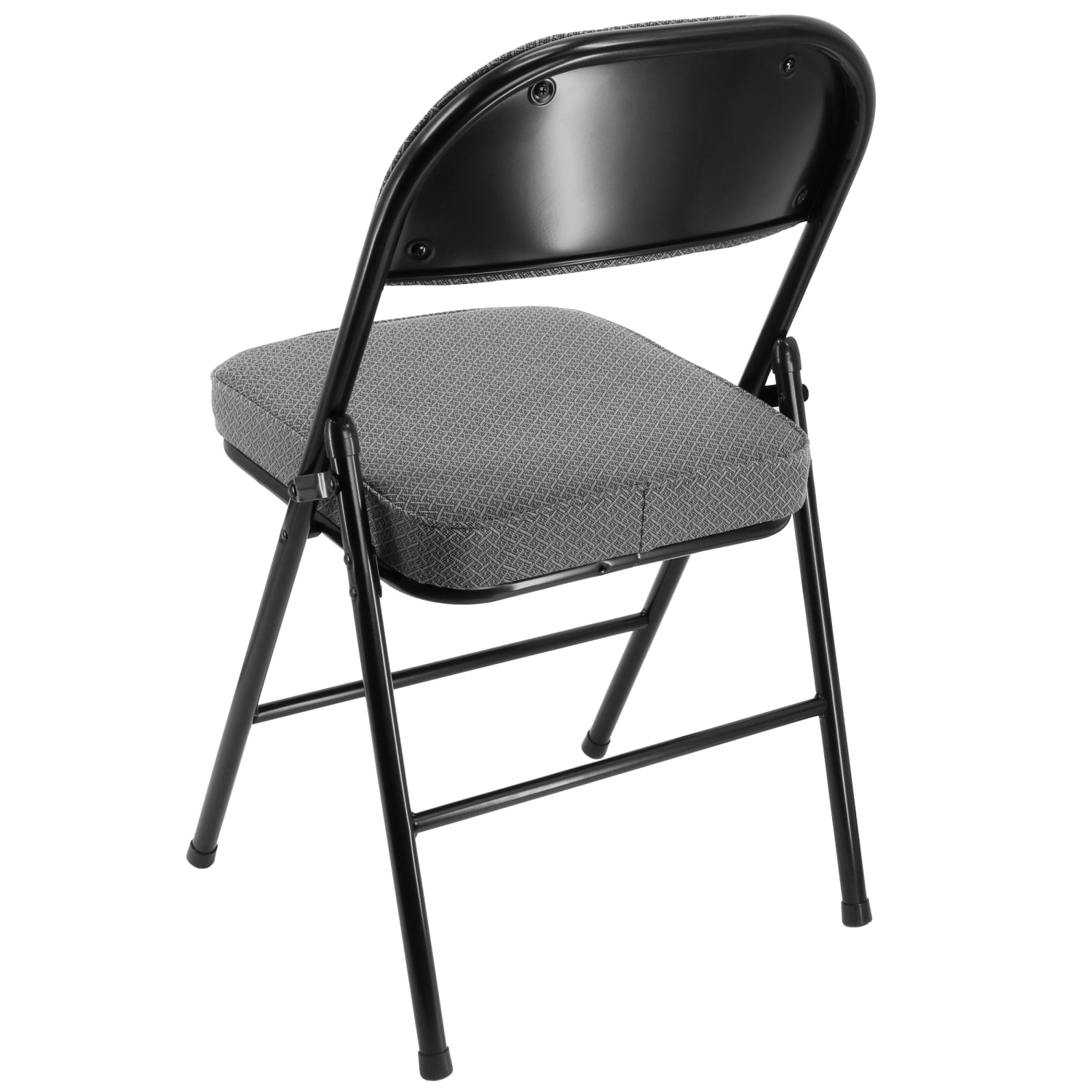 Elama Metal Folding Chairs With Padded Seats GrayBlack Set Of 4 Chairs PopularChairscom