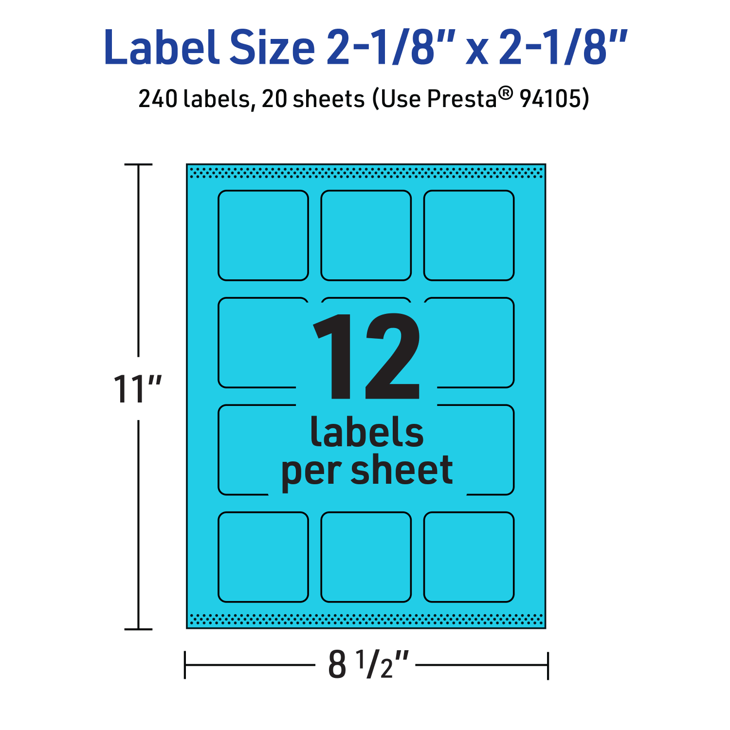 Avery Print-To-The-Edge Labels With Sure Feed Technology And Easy Peel, 94105-BBP20, Square, 2-1/8in x 2-1/8in, Matte Bright Blue, Pack of 240 - Image 6