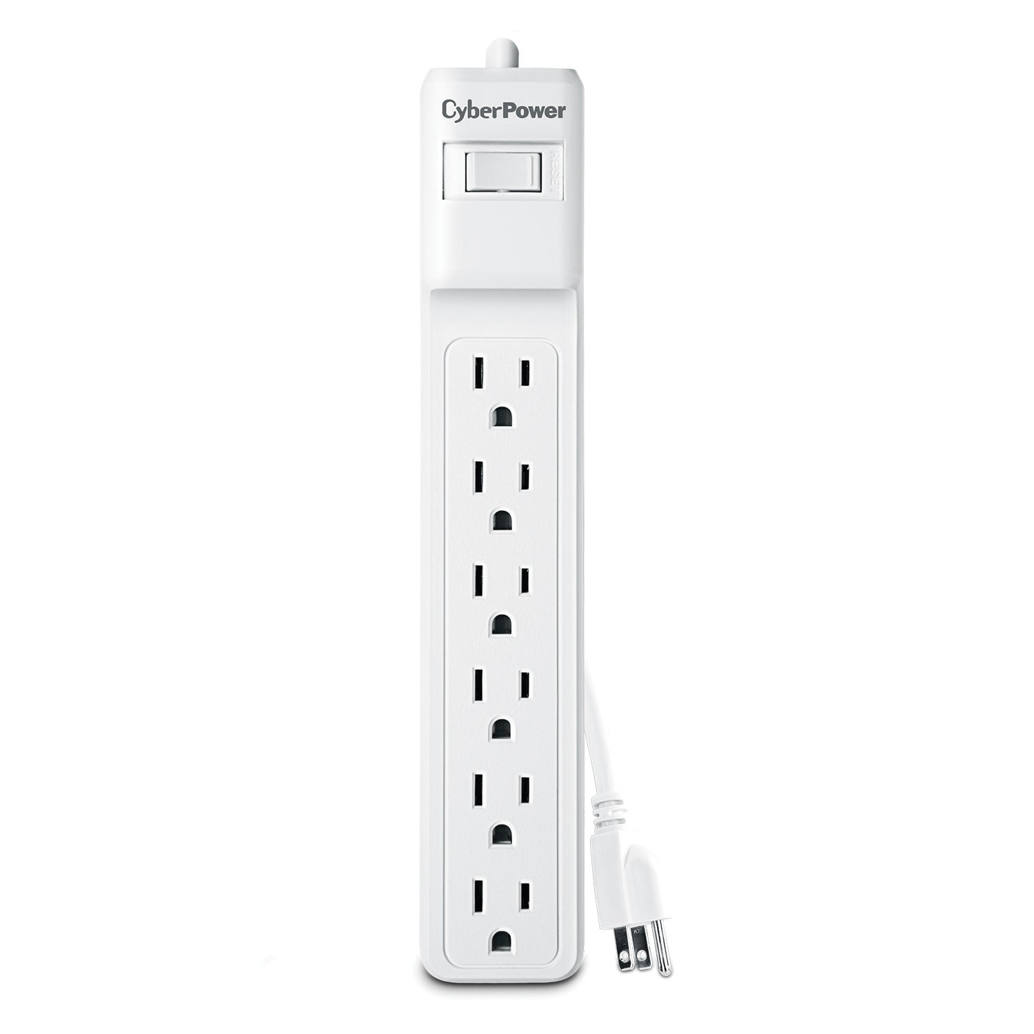 CyberPower MP1073SS 6-Outlet Essential Surge-Protector Power Strips, 2', White, Pack Of 2 Power Strips - Image 3