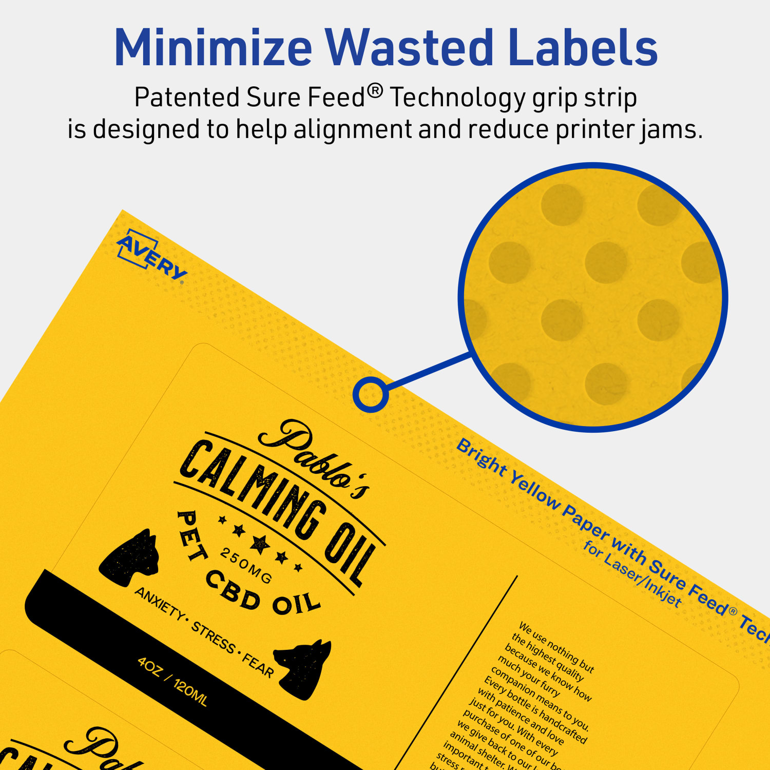 Avery Print-To-The-Edge Labels With Sure Feed Technology, 94249-BYP10, Rectangle, 3in x 6in, Matte Bright Yellow, Pack of 30 - Image 5