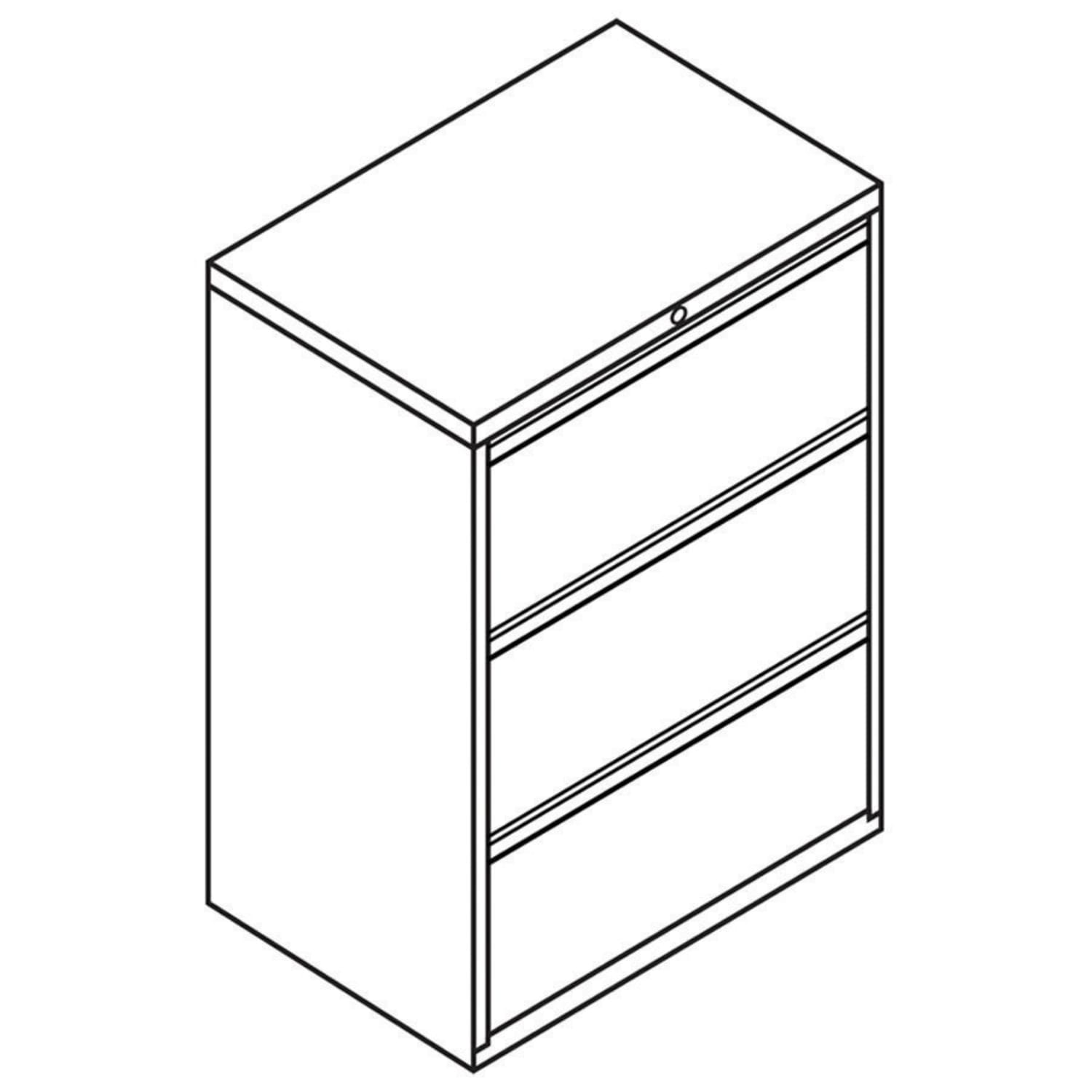 HON Brigade 800 36inW Lateral 3-Drawer File Cabinet, Metal, Black - Image 3