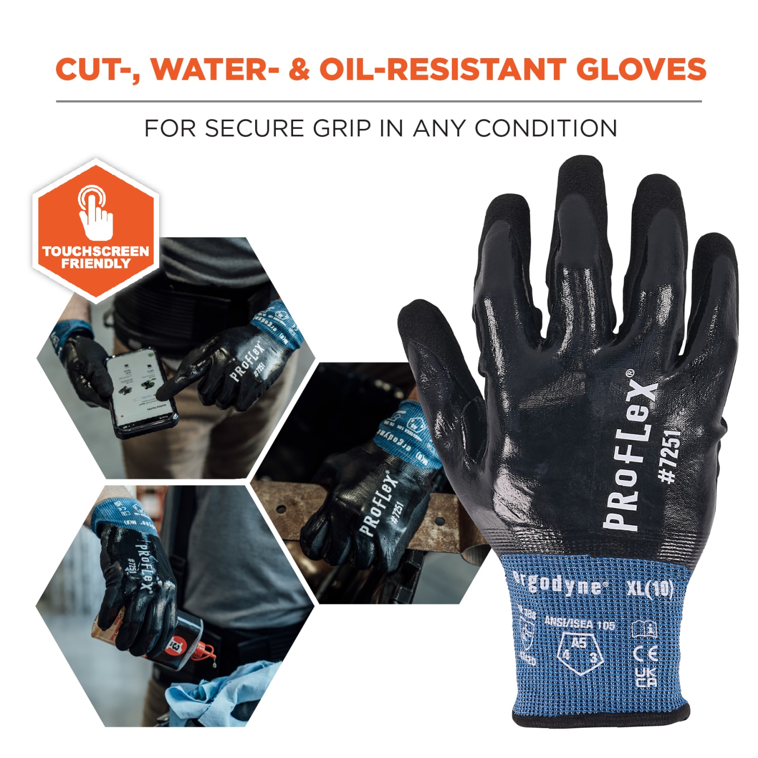 Ergodyne ProFlex 7251 Nitrile Coated Cut-Resistant Gloves, 2XL, Black, Pack Of 12 Pairs - Image 3