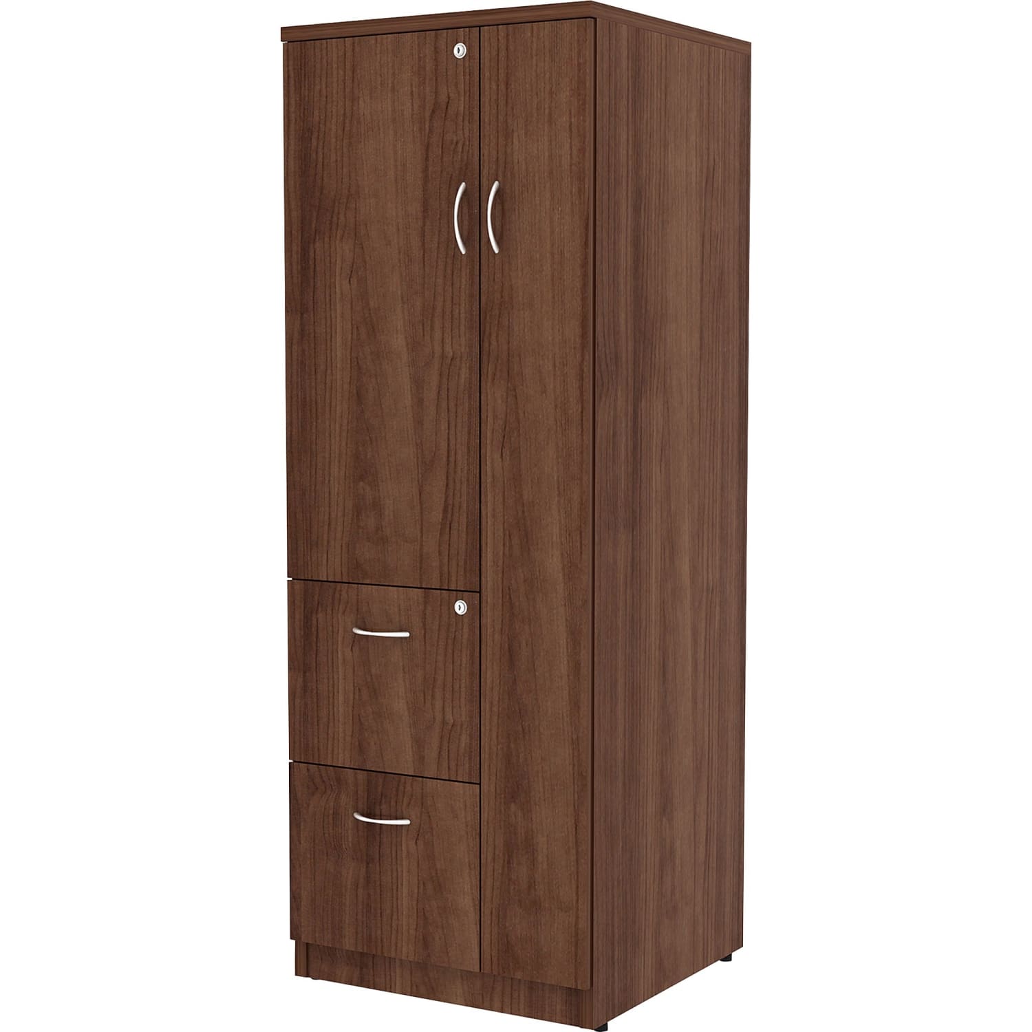 Lorell Essentials Tall Storage Cabinet, 2 Adjustable Shelves, Walnut - Image 5