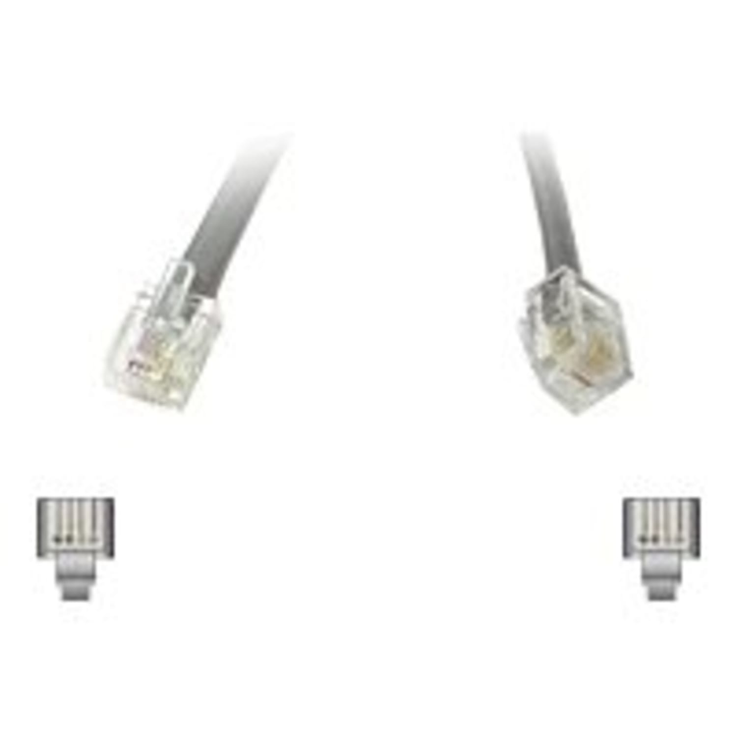 C2G Phone cable, RJ-11 (M) to RJ-11 (M), 14 ft, Silver, 09590