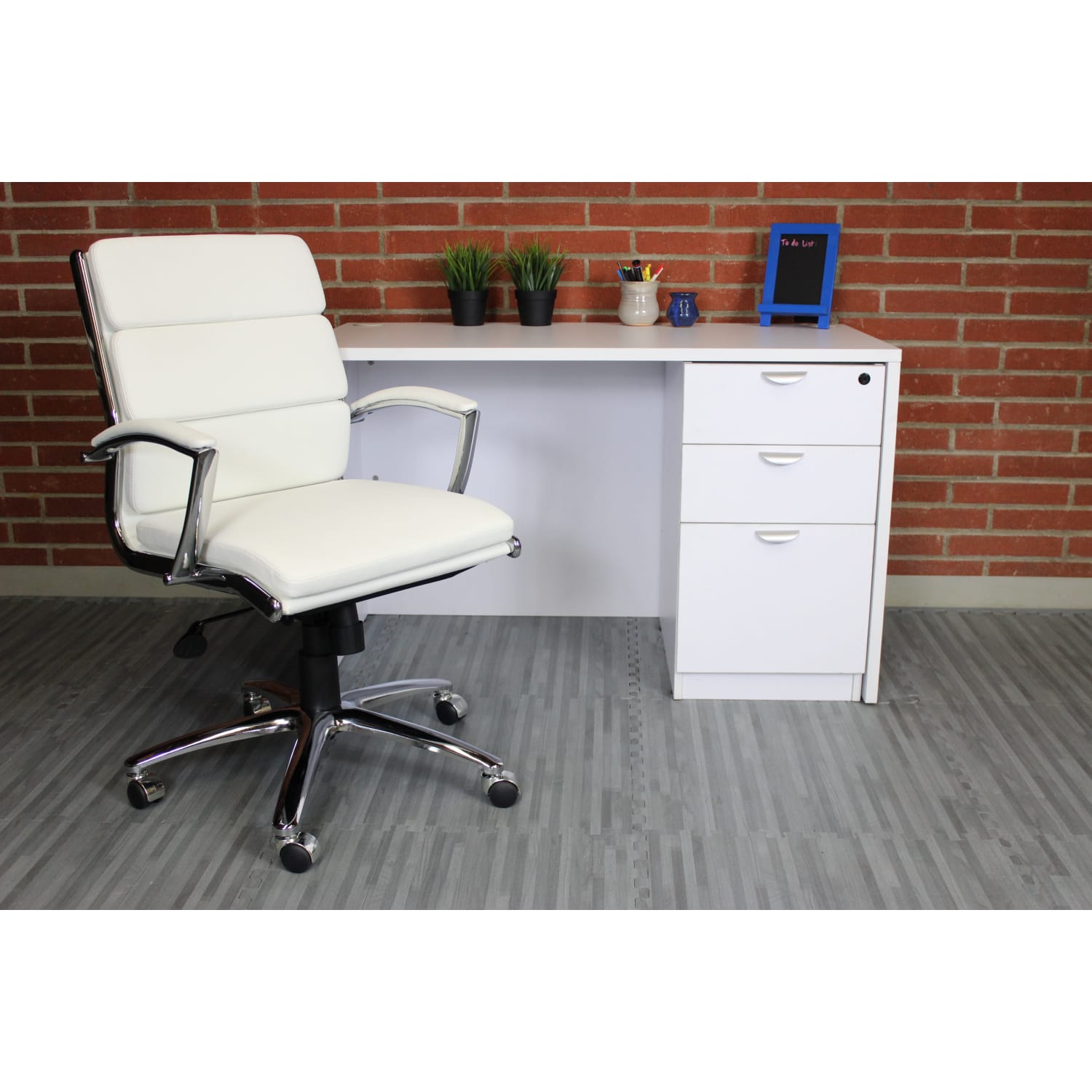 Boss Office Products Caressoft Mid Back Chair White PopularChairscom