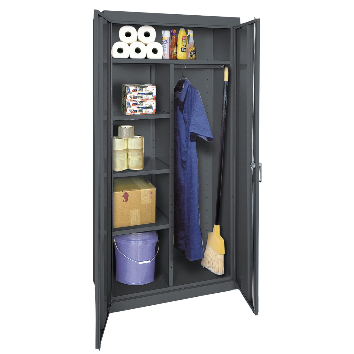 Sandusky Classic Series Medium-Duty Assembled Combination Storage Cabinet, 72inH x 36inW x 18inD, Charcoal - Image 5