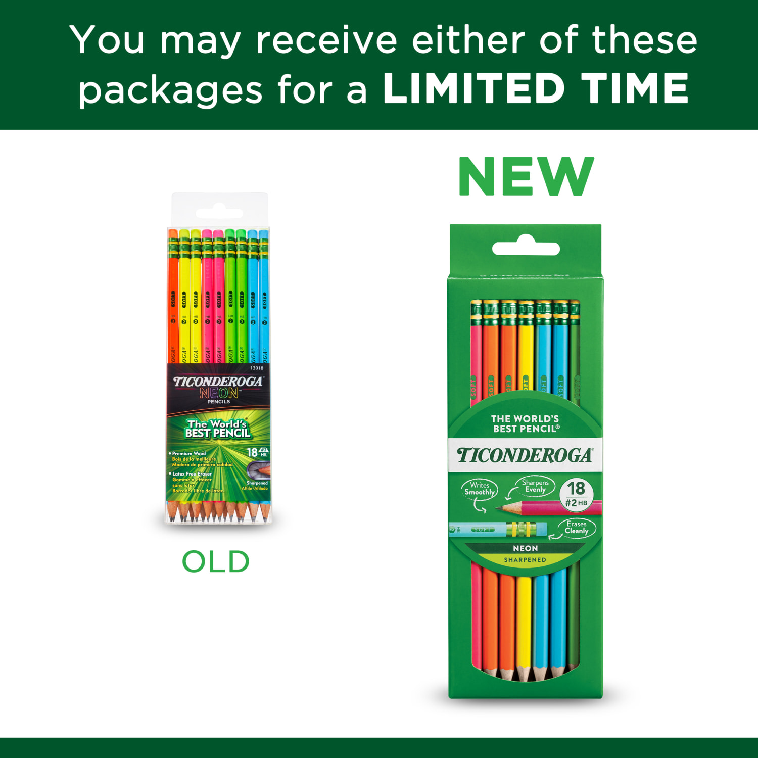 Ticonderoga Dixon Pencils, No 2, Soft, Assorted Neon, Pack Of 18 Pencils - Image 6