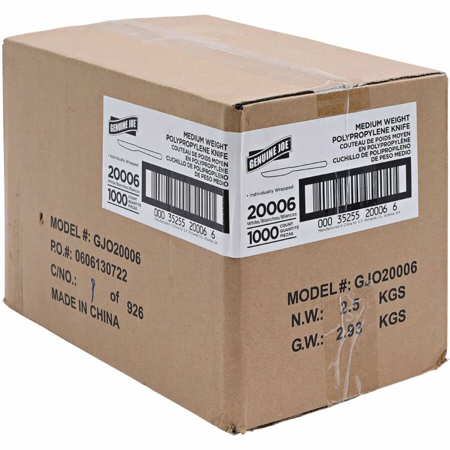 Genuine Joe Individually Wrapped Knife - 1 Piece(s) - Knife - 1 x Knife - Disposable - White - 1000 / Carton - Image 4