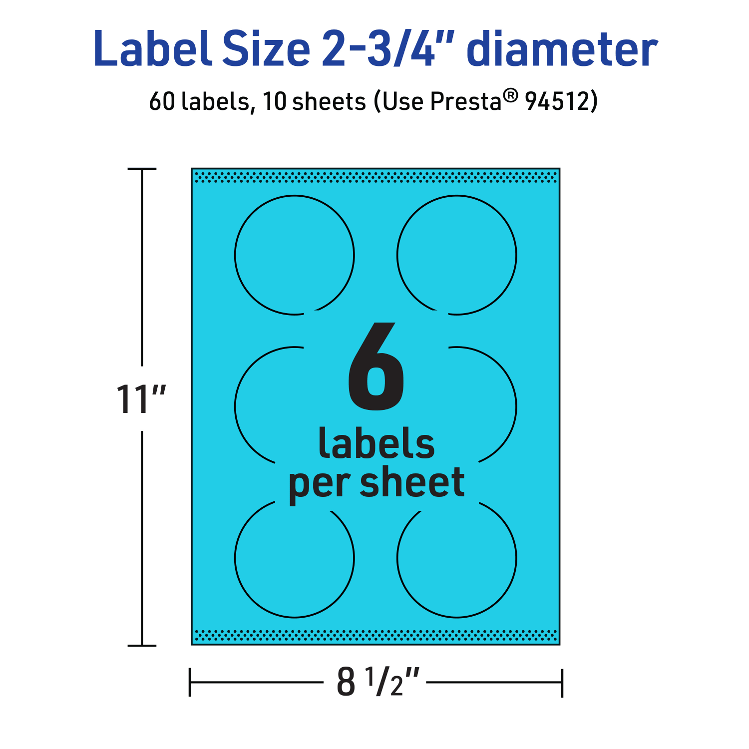 Avery Print-To-The-Edge Labels With Sure Feed Technology And Easy Peel Label Feature, 94512-BBP10, Round, 2-3/4in, Matte Bright Blue, Pack of 60 - Image 6