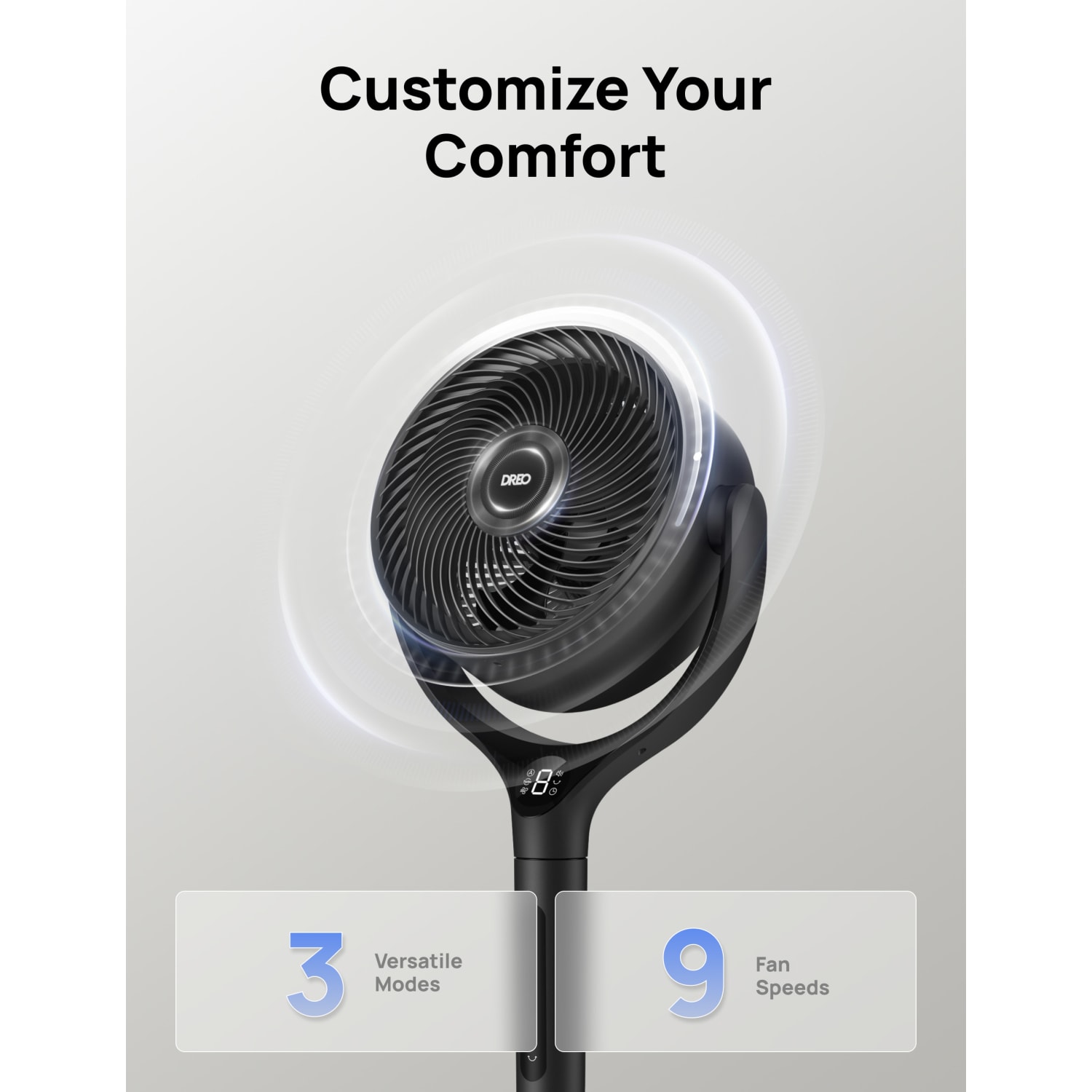 Dreo 9in Air Circulator Pedestal Floor Fan, Black, Total Qty 1, DRHPF023 - Image 6