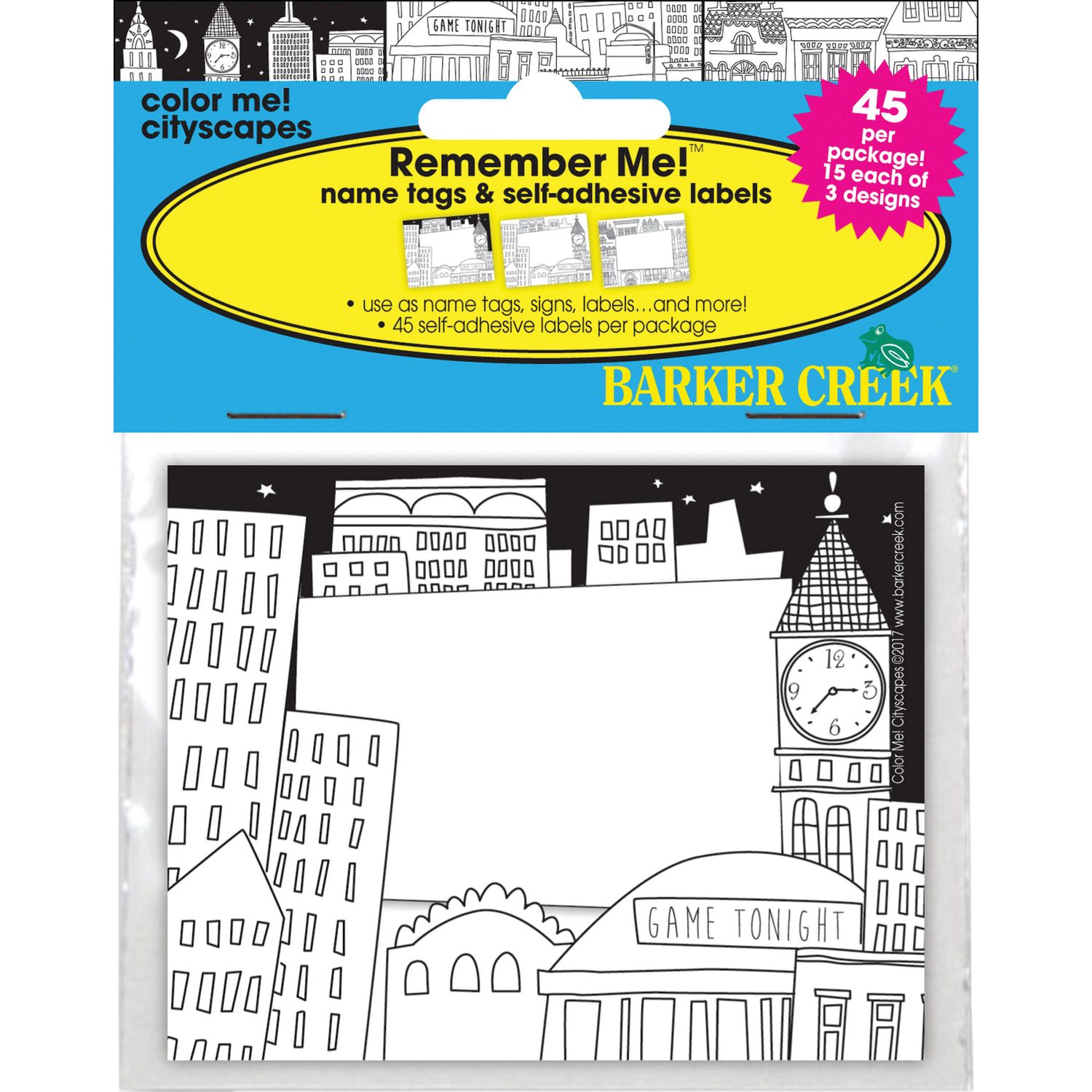 Barker Creek Name Badges/Self-Adhesive Labels, 3 1/2in x 2 3/4in, Color Me! Cityscape, Pack Of 45 - Image 6