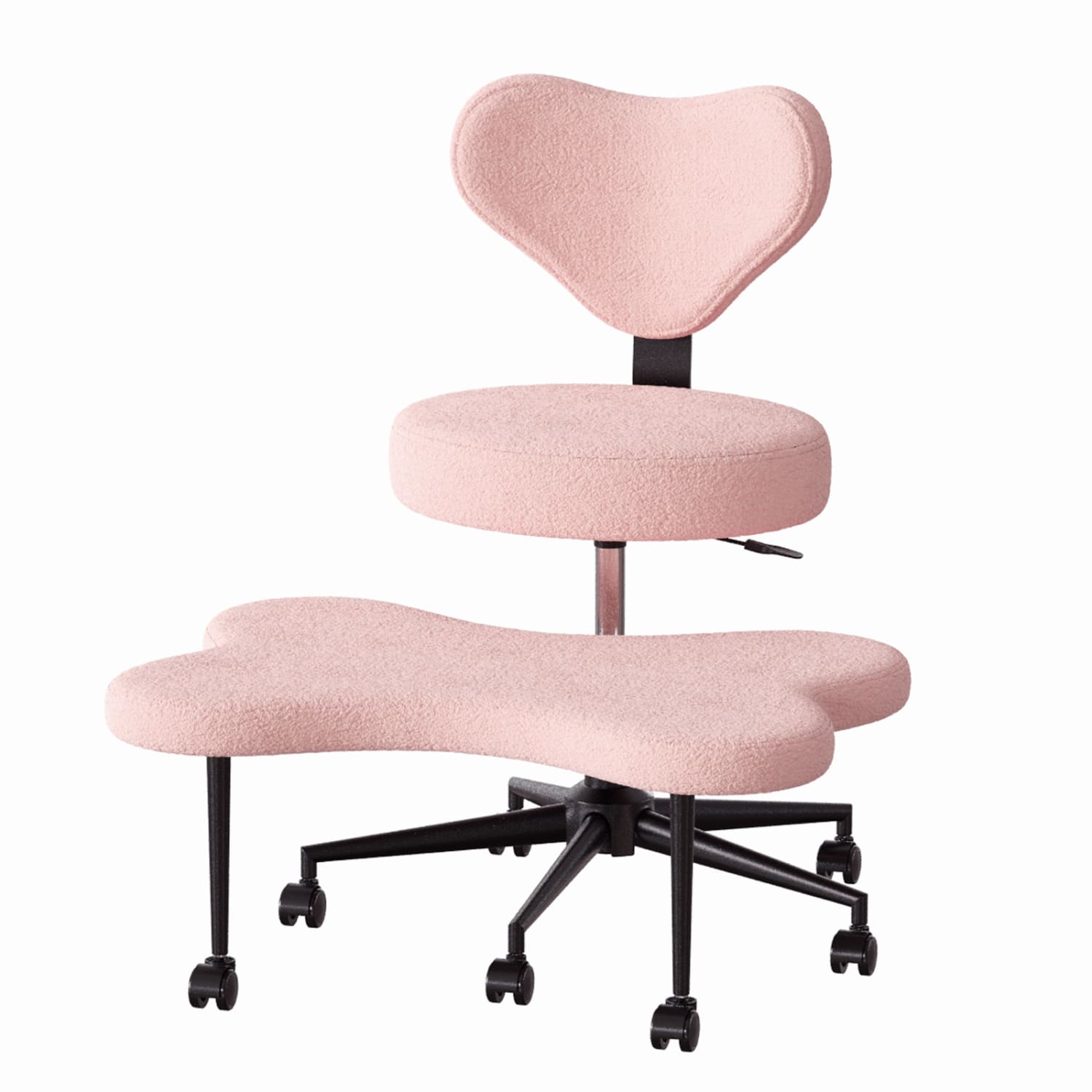 Pinmoco Ergonomic Fabric Mid-Back Cross-Legged Swivel Task Chair, Pink - Image 3