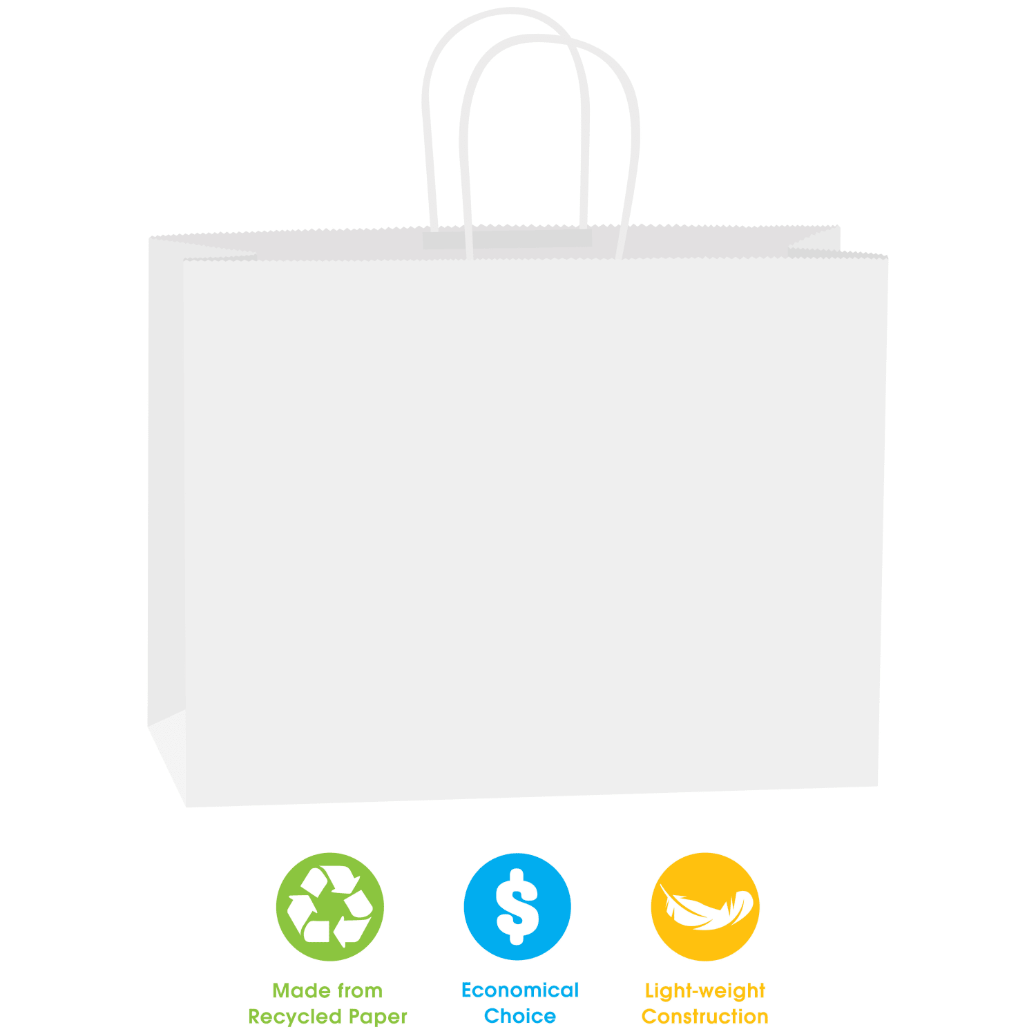 Partners Brand Paper Shopping Bags, 13inW x 7inD x 13inH, White, Case Of 250 - Image 3