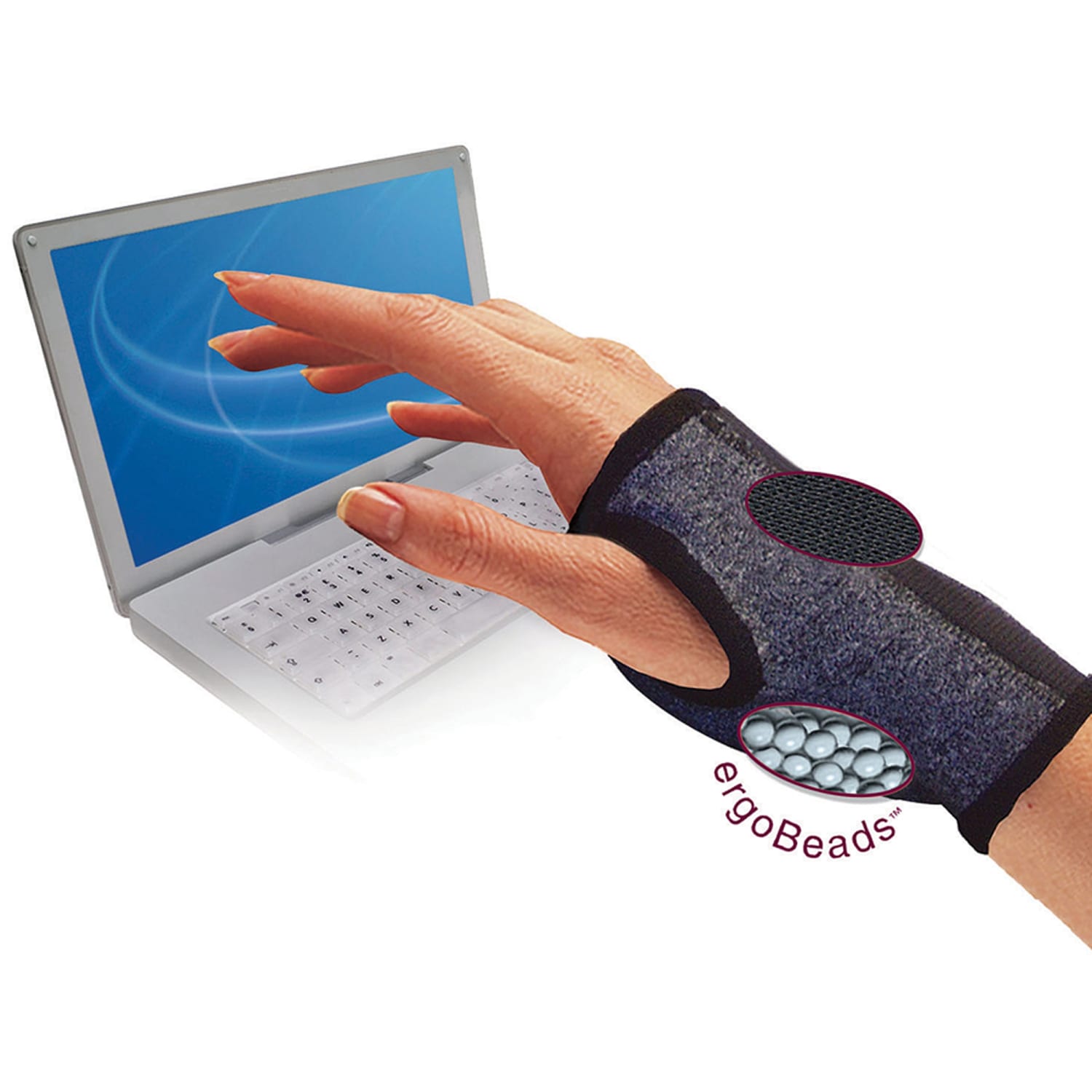 IMAK Computer Glove With ergoBeads, Gray - Image 3