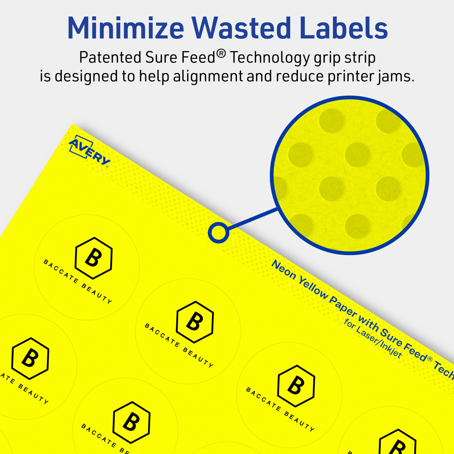 Avery Print-To-The-Edge Labels With Sure Feed Technology, 94508-NYP10, Round, 1-2/3in, Matte Neon Yellow, Pack of 200 - Image 5