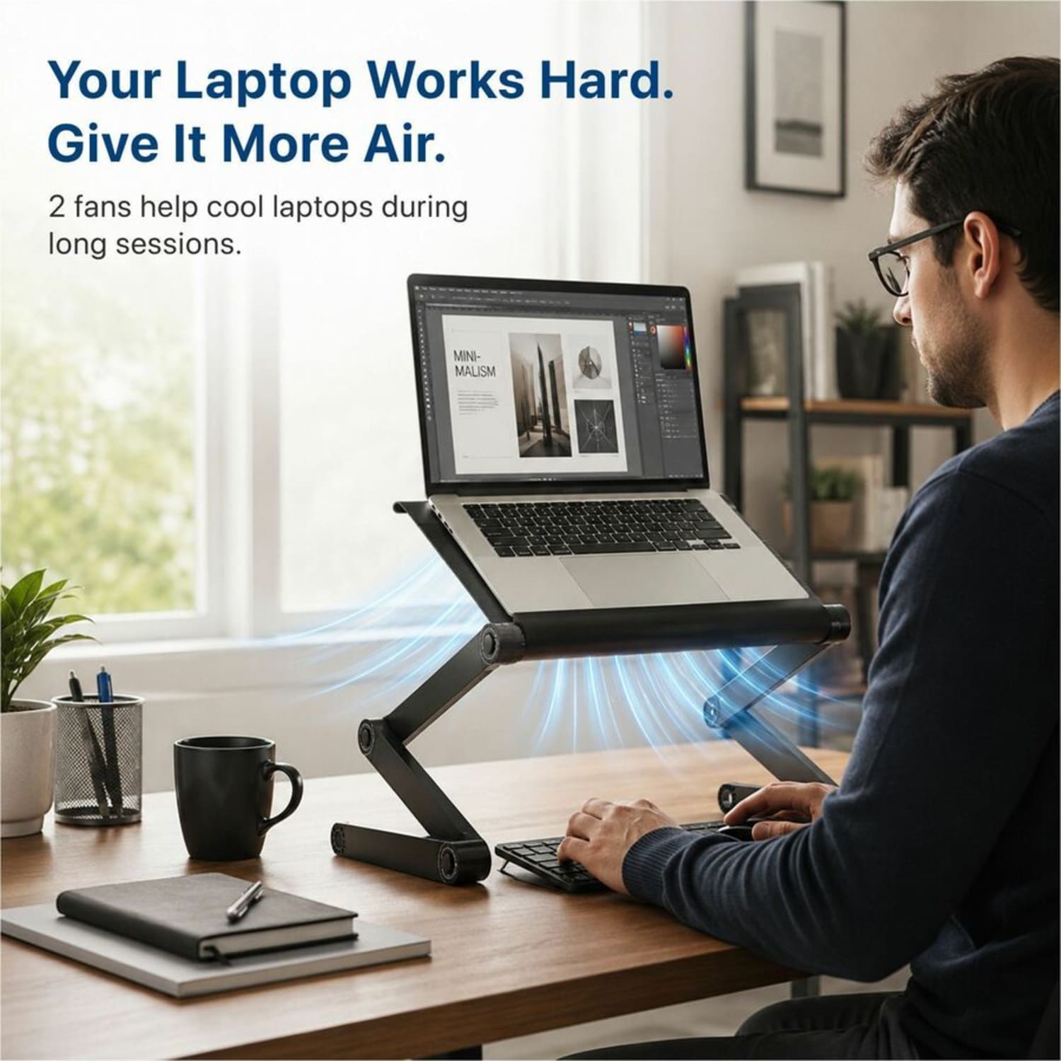 WorkEZ Executive Ergonomic Aluminum Lap Desk, Black - Image 3