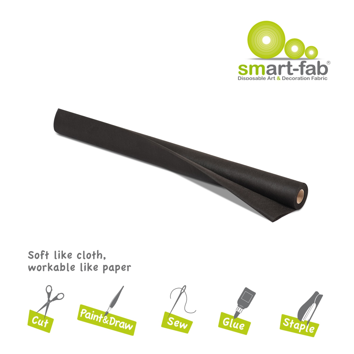 Smart-Fab Art & Decoration Fabric Rolls, 24in x 18ft, Black, Pack Of 3 Rolls - Image 5