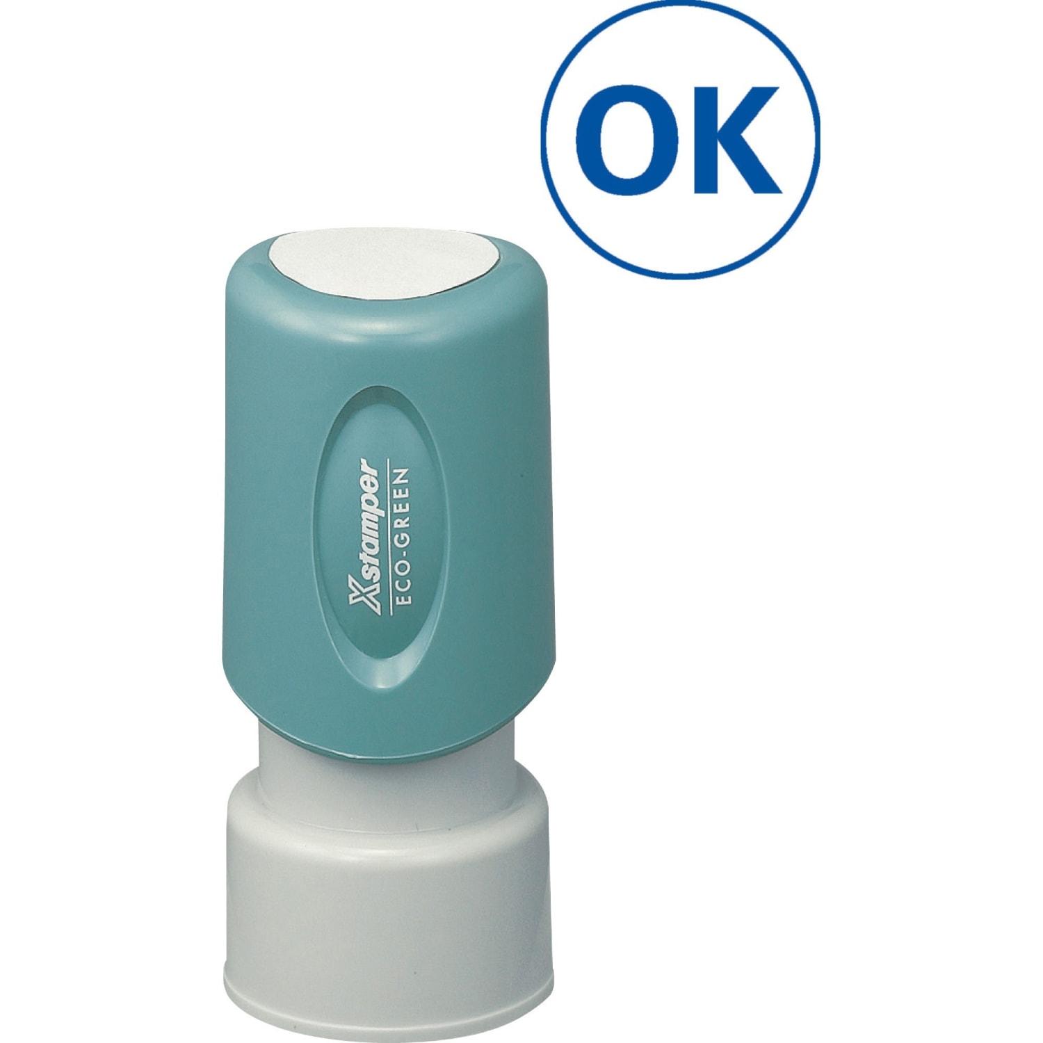 Xstamper Pre-Inked OK Stamp - Message Stamp - OK - 0.63in Impression Diameter - Blue - Recycled - 1 Each - Image 3