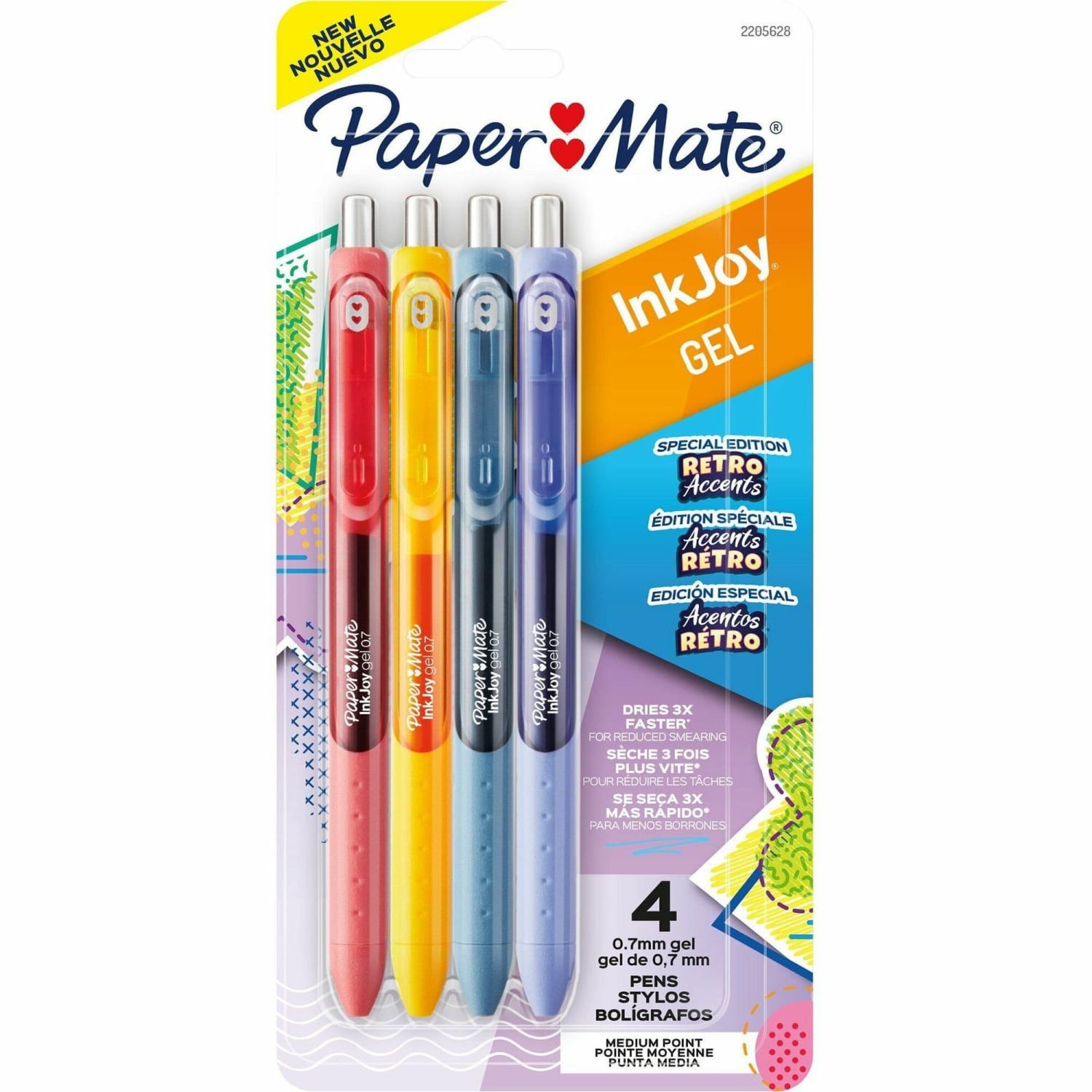 Paper Mate InkJoy Gel Pens, Medium Point, 0.7 mm, Assorted Retro Accents Colors, Pack Of 4 Pens - Image 4